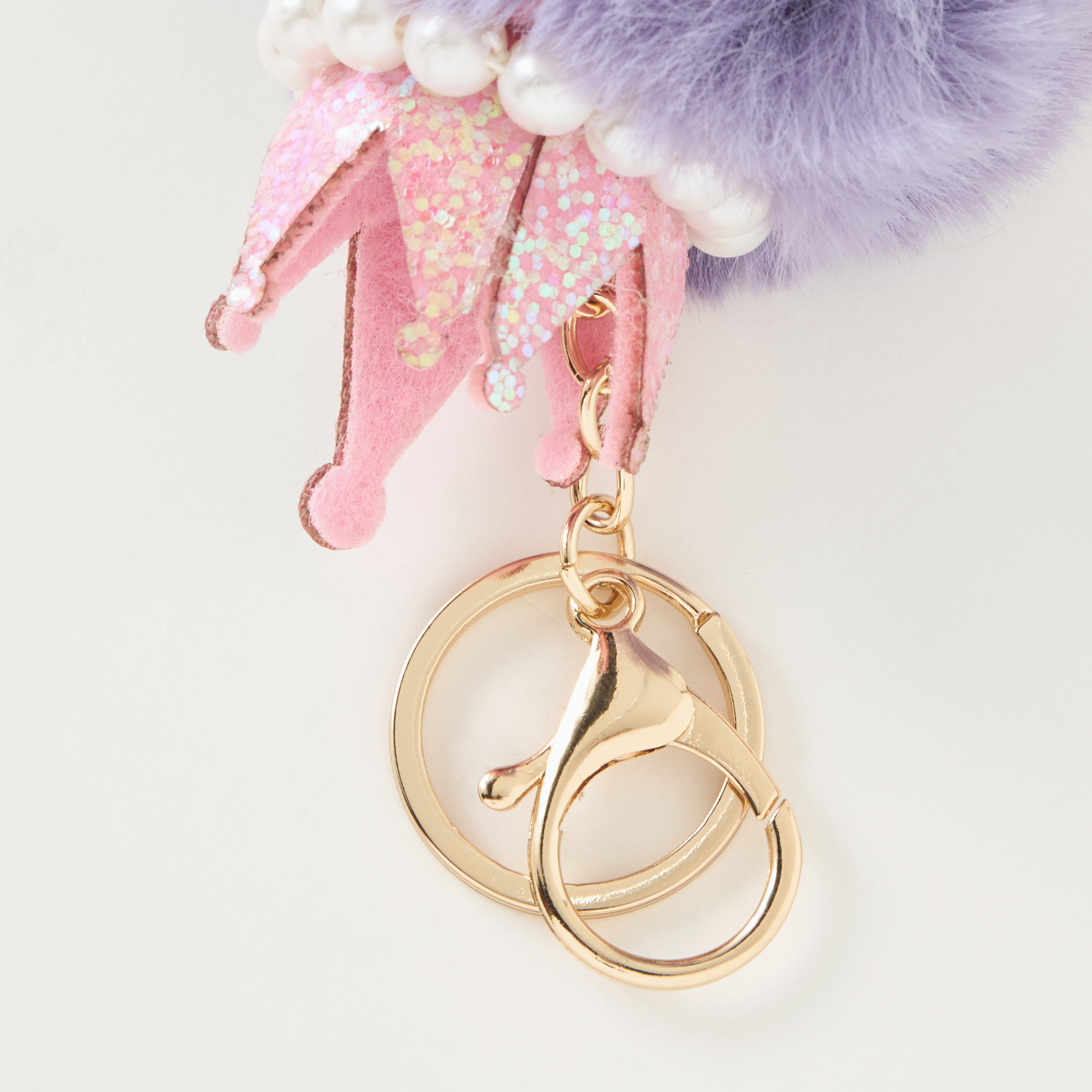 Crown Detail Pom-Pom Keychain with Hook-girls-accessories-keyringsandbagcharms-image-4