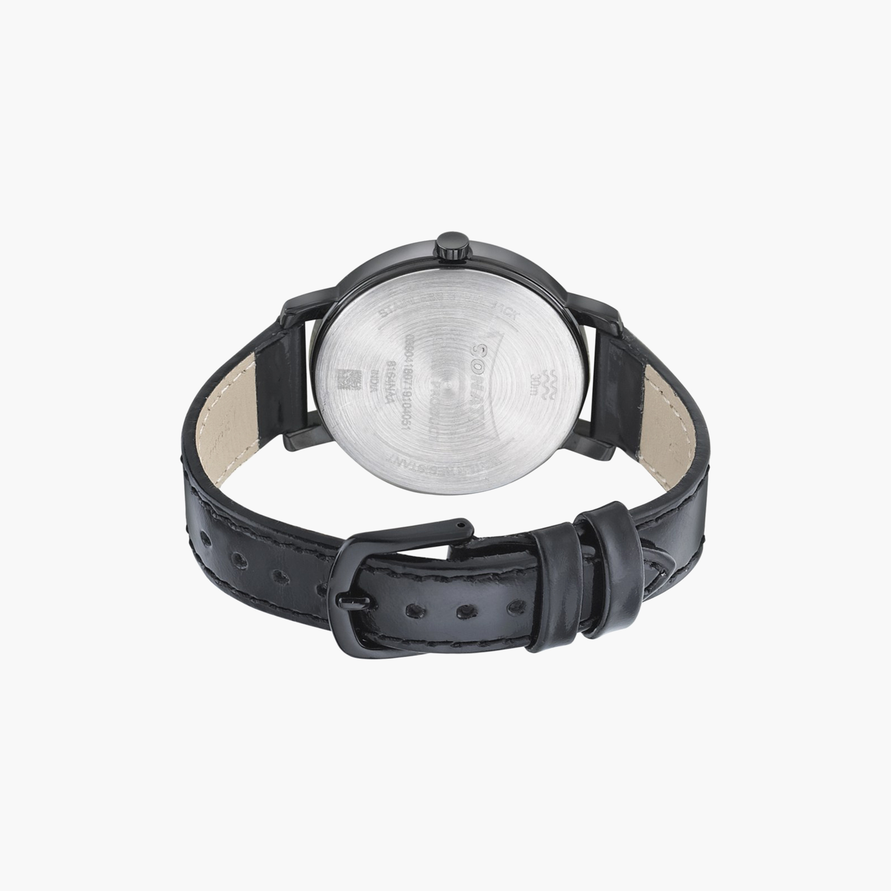 ساعة سوناتا ذات انالوج بسوار جلدي باللون الأسود للنساء | 8164NL02-women-watchesandjewellery-watches-image-3