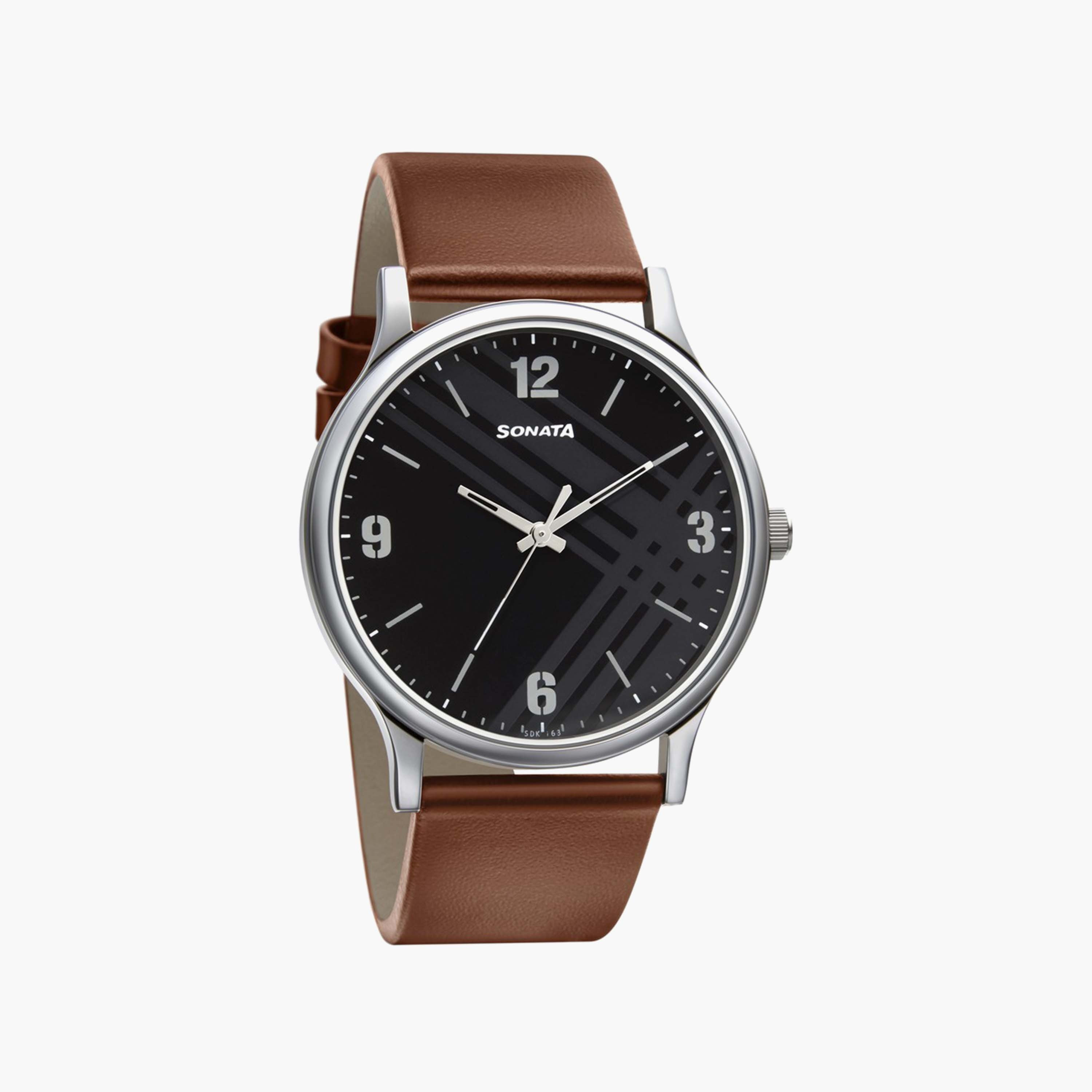 Buy Men s Sonata Men s Brown Analog Leather Strap Watch