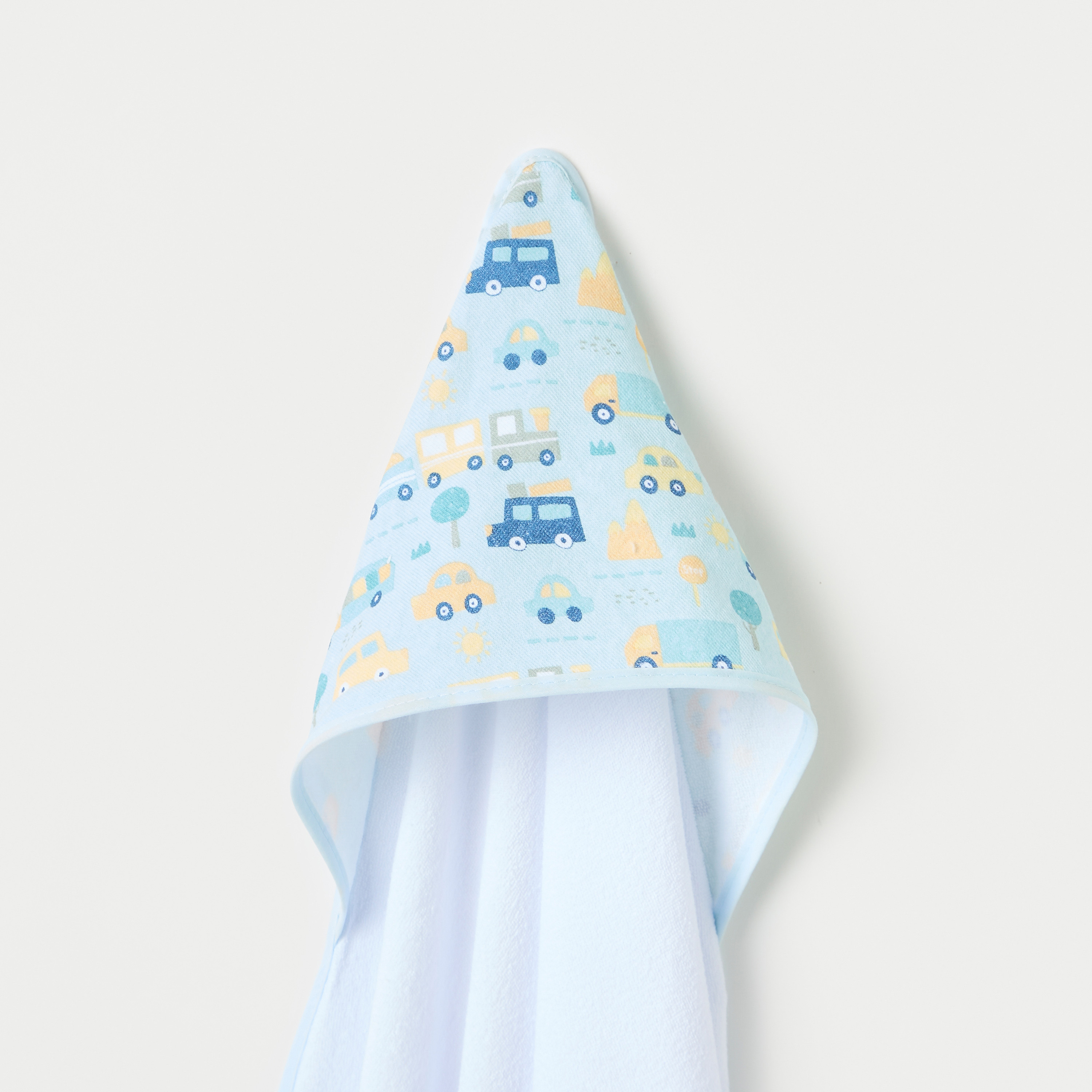 Juniors 3-Piece Car Print Hooded Towel Set - 76x76 cm-baby-bathandcare-towels-image-4