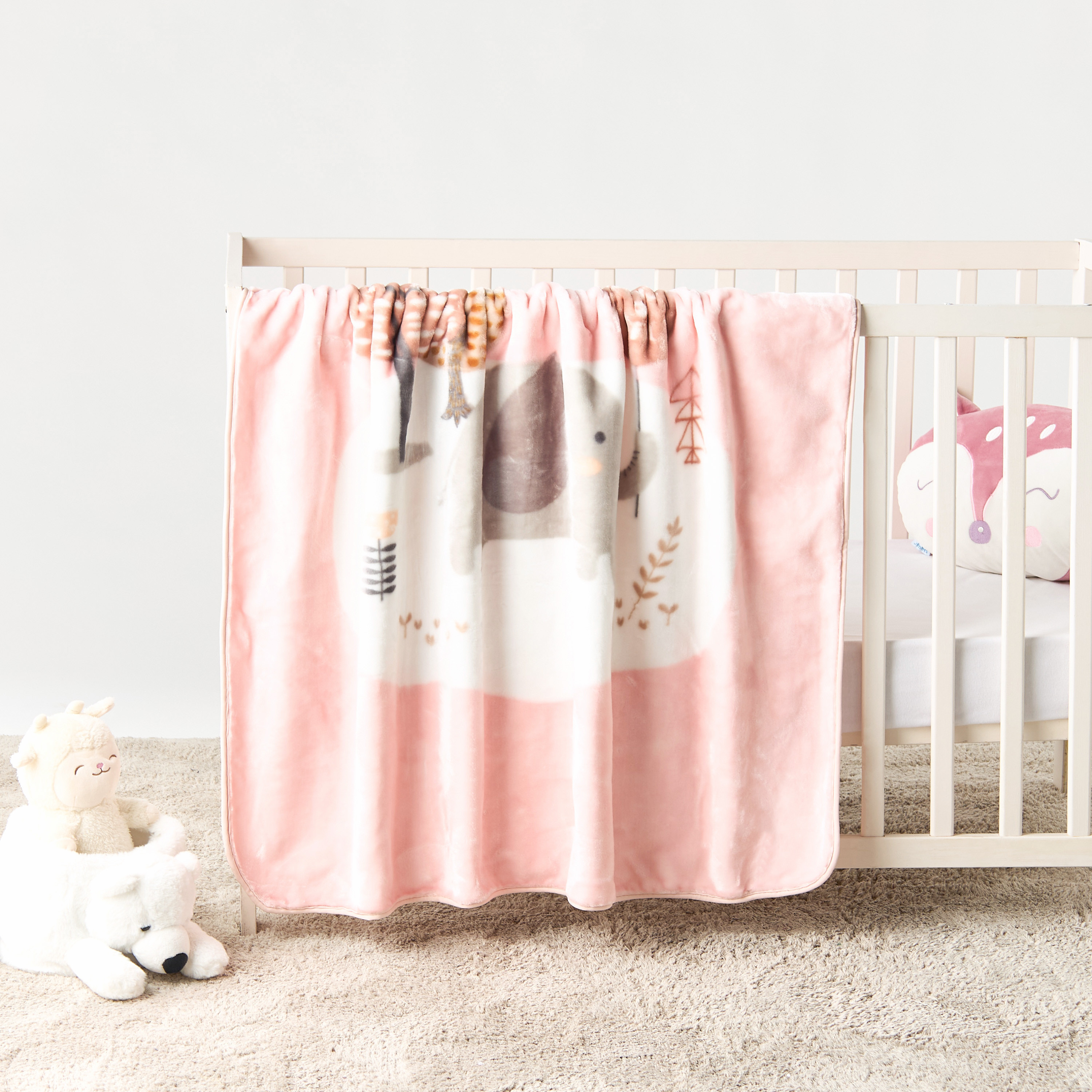 Juniors Elephant Print Large Raschel Blanket -100x140 cm-baby-nursery-blanketsandswaddles-blanketsandquilts-image-1