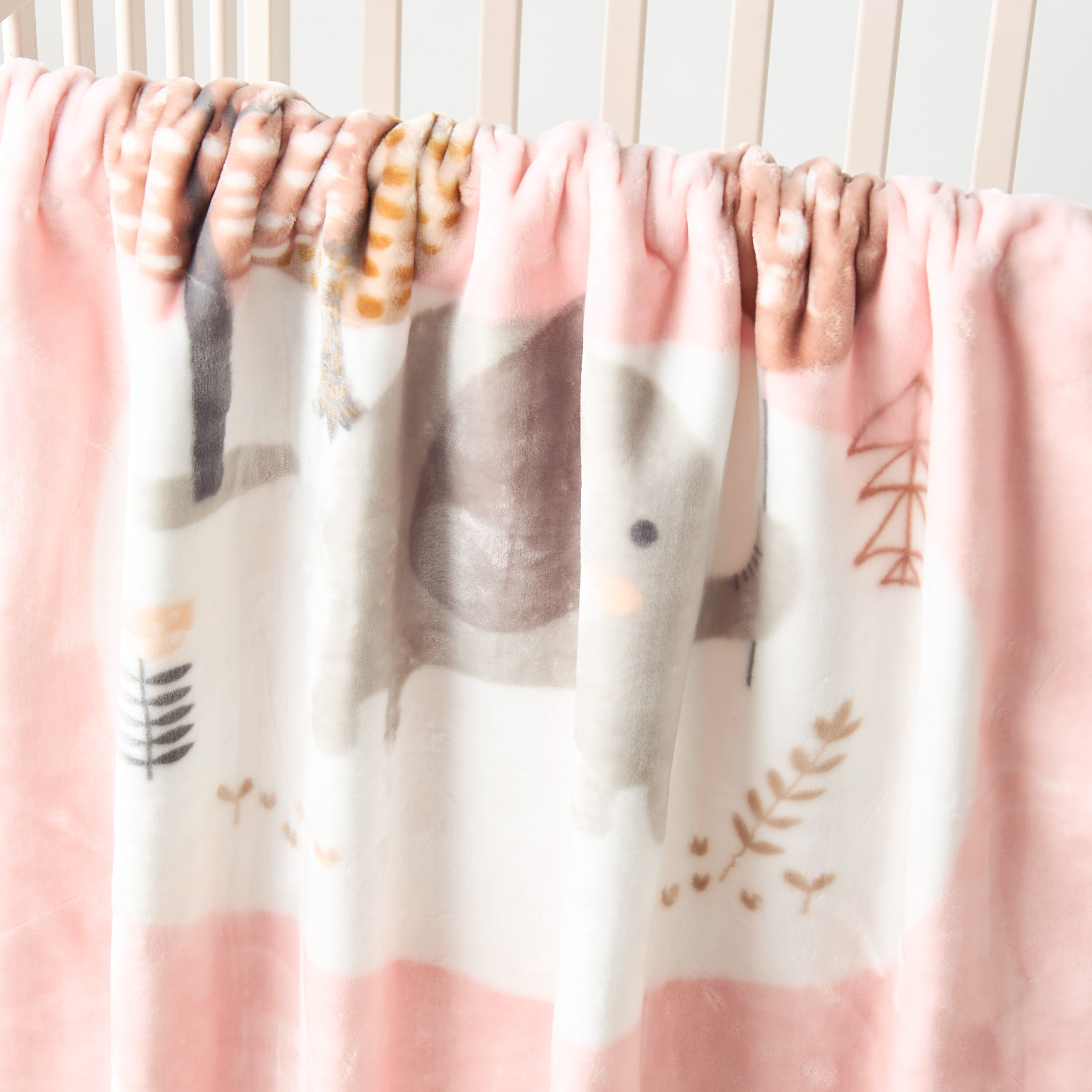 Juniors Elephant Print Large Raschel Blanket -100x140 cm-baby-nursery-blanketsandswaddles-blanketsandquilts-image-2