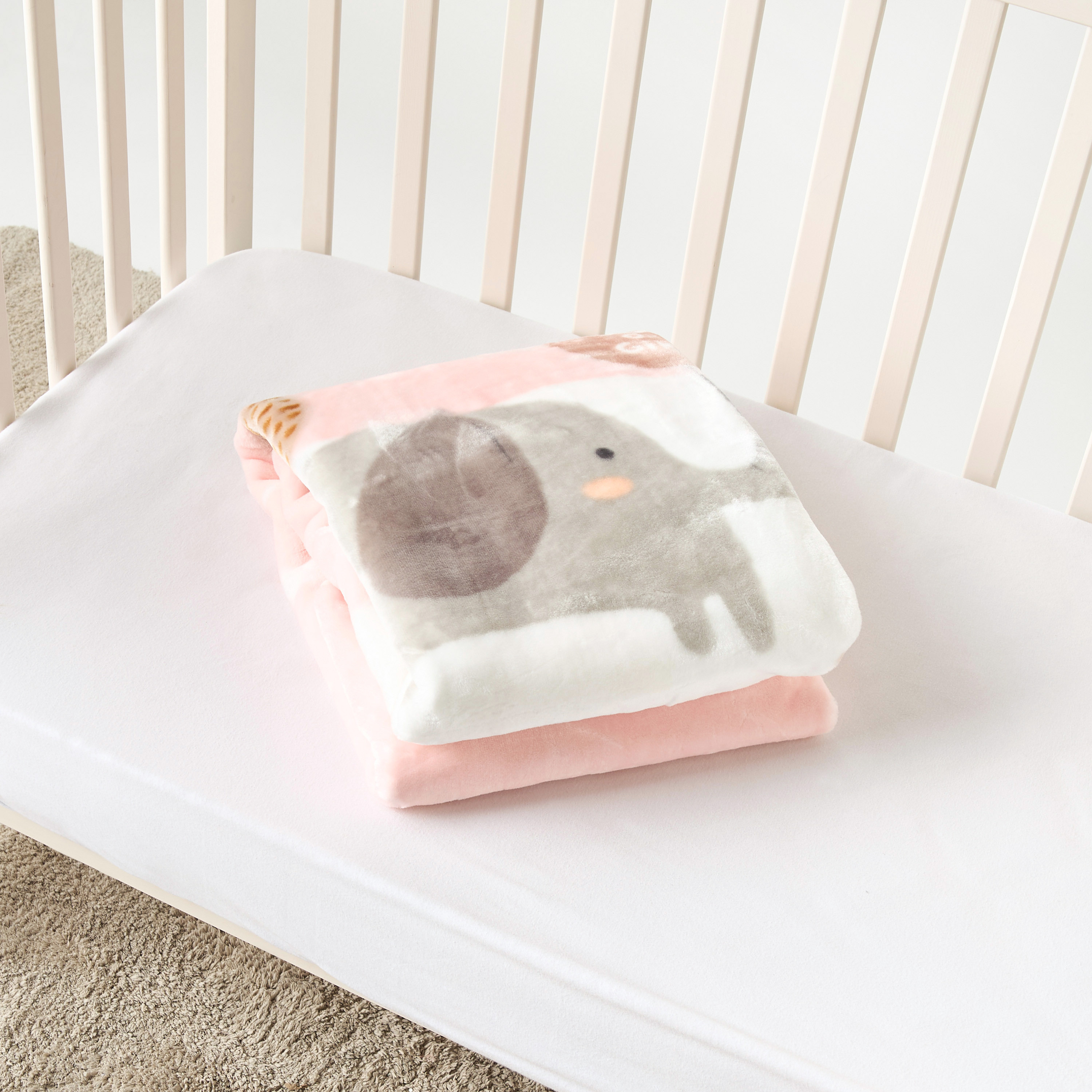 Juniors Elephant Print Large Raschel Blanket -100x140 cm-baby-nursery-blanketsandswaddles-blanketsandquilts-image-4