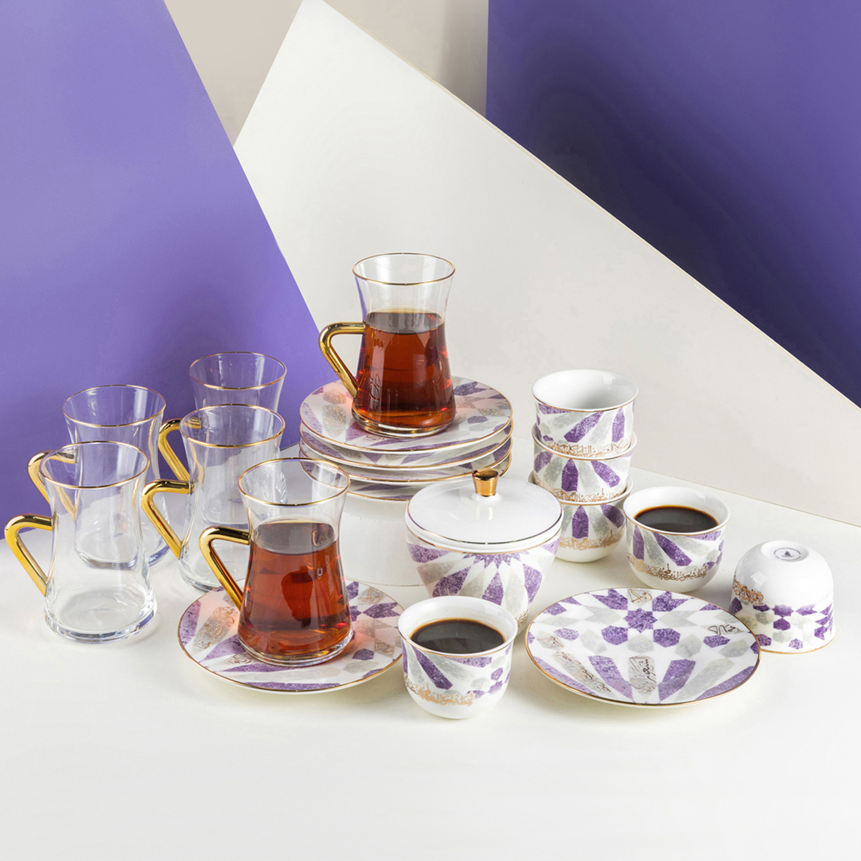 طقم شاي وقهوة بورسلان 19 قطعة بطبعات أمل من أوتانتيك-household-dining-teaandcoffee-teaandcoffeesets-image-1