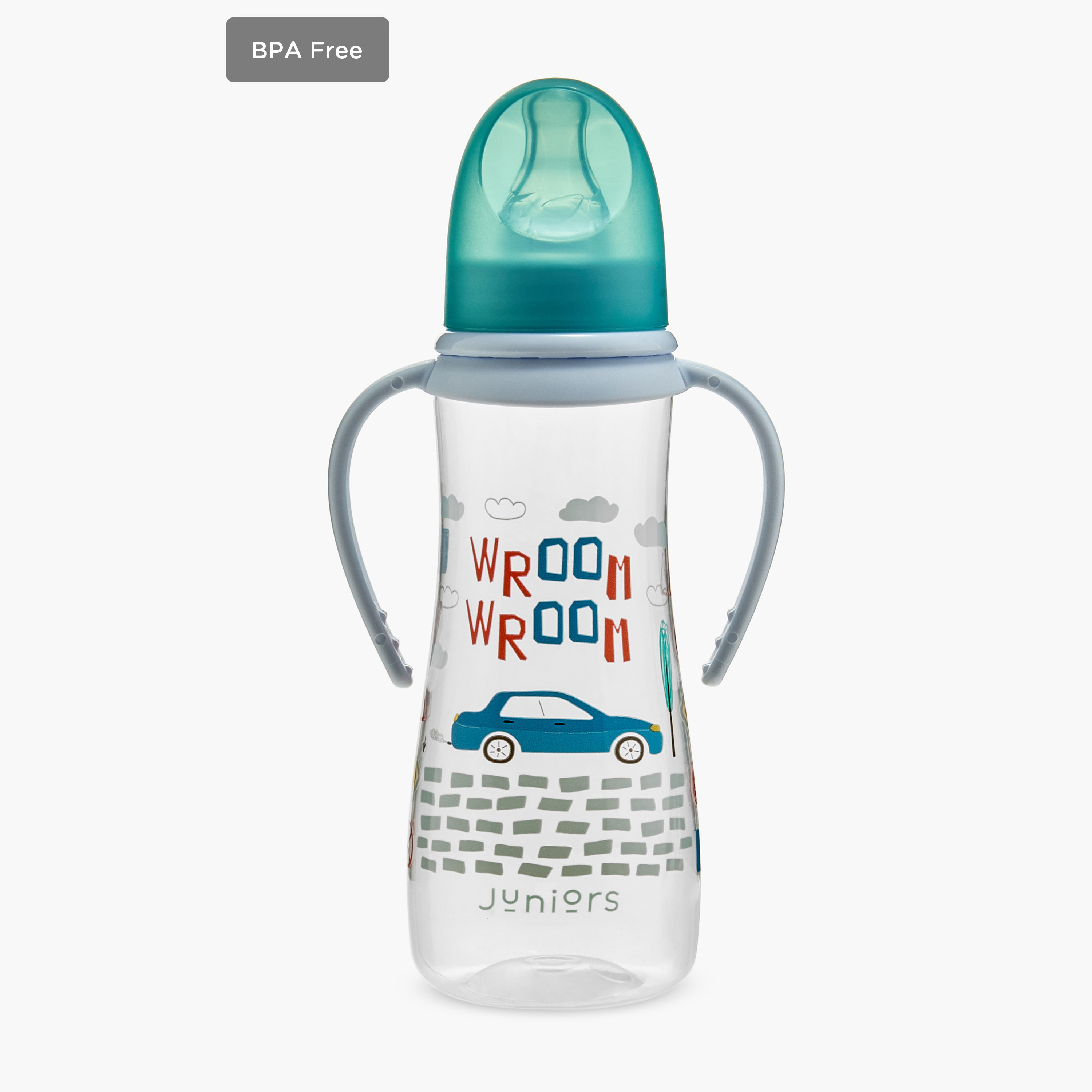 Juniors Graphic Print Anti-Colic Feeding Bottle with Handle and Lid - 250 ml-baby-feeding-feedingbottles-bottlesandteats-image-1