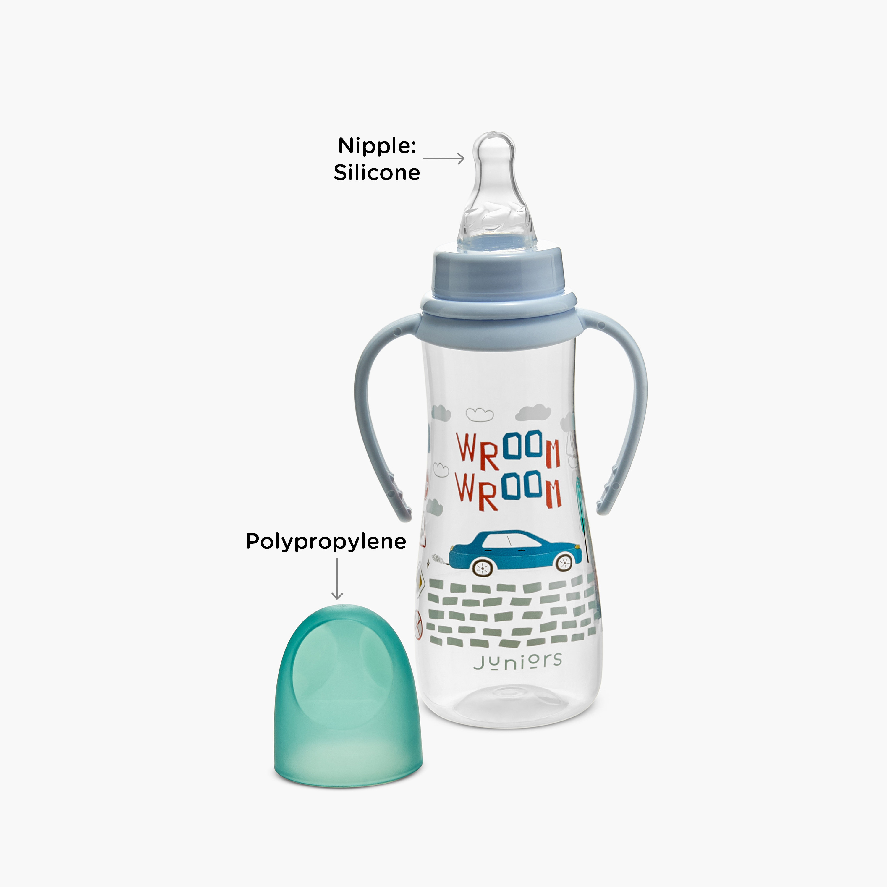 Juniors Graphic Print Anti-Colic Feeding Bottle with Handle and Lid - 250 ml-baby-feeding-feedingbottles-bottlesandteats-image-3