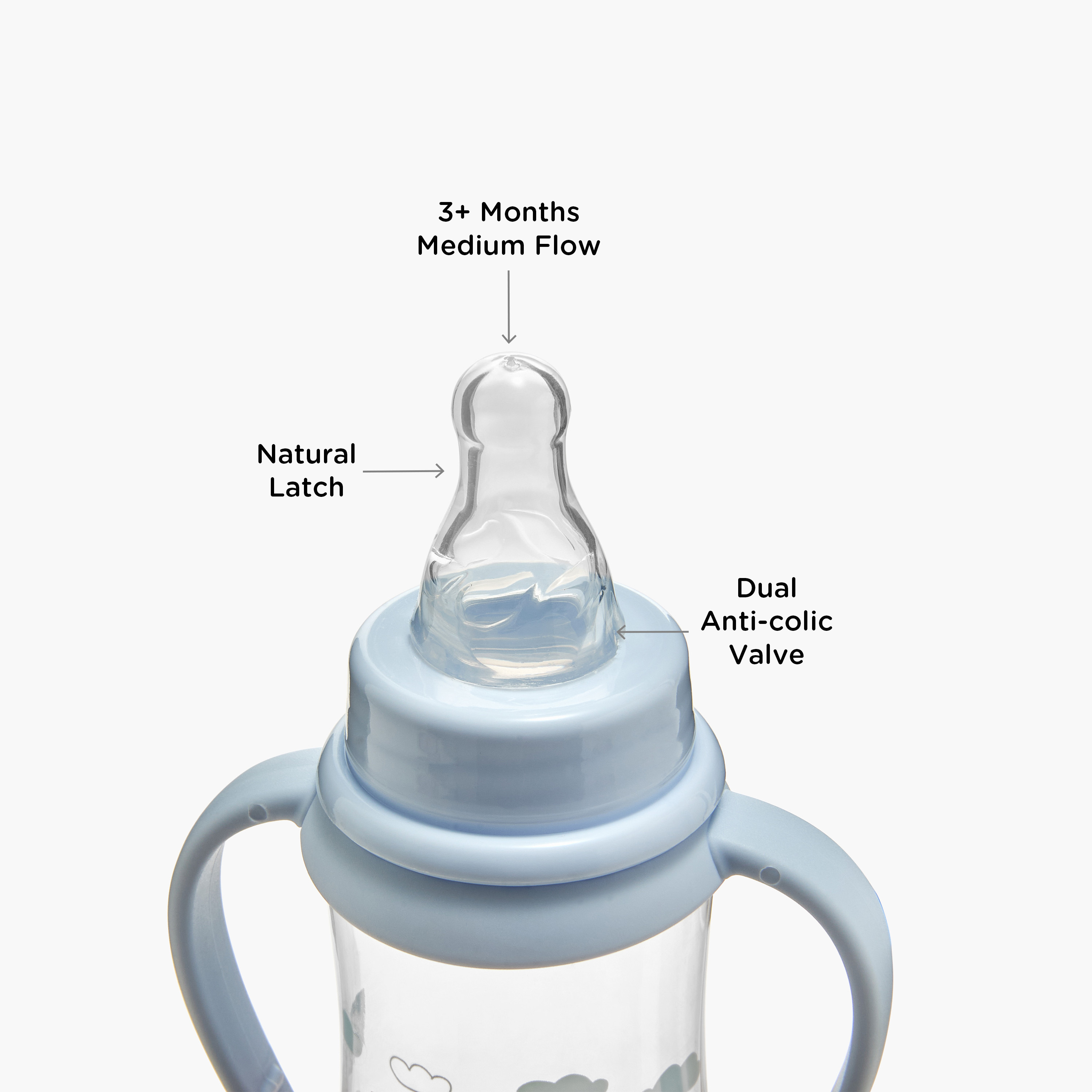 Juniors Graphic Print Anti-Colic Feeding Bottle with Handle and Lid - 250 ml-baby-feeding-feedingbottles-bottlesandteats-image-4