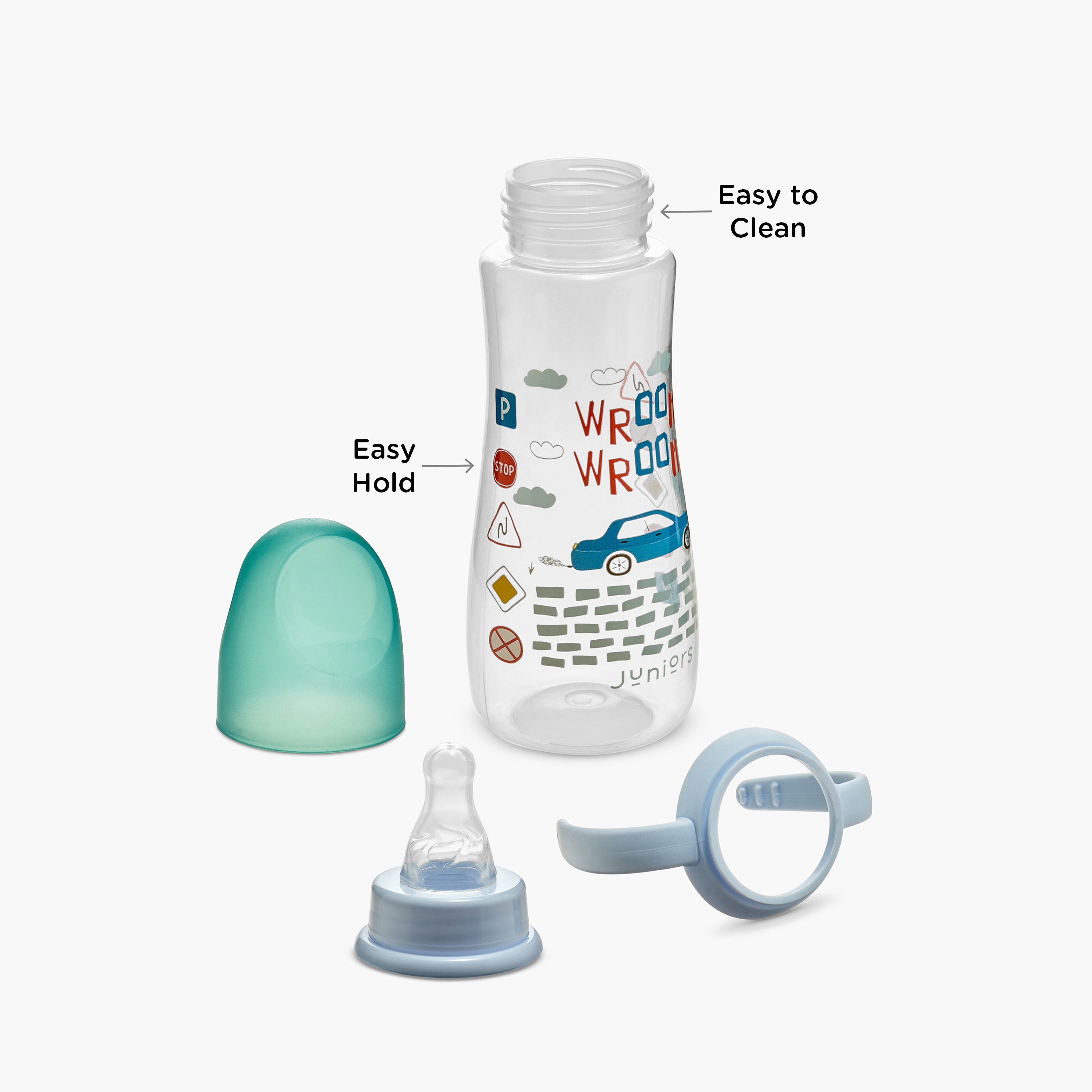 Juniors Graphic Print Anti-Colic Feeding Bottle with Handle and Lid - 250 ml-baby-feeding-feedingbottles-bottlesandteats-image-5