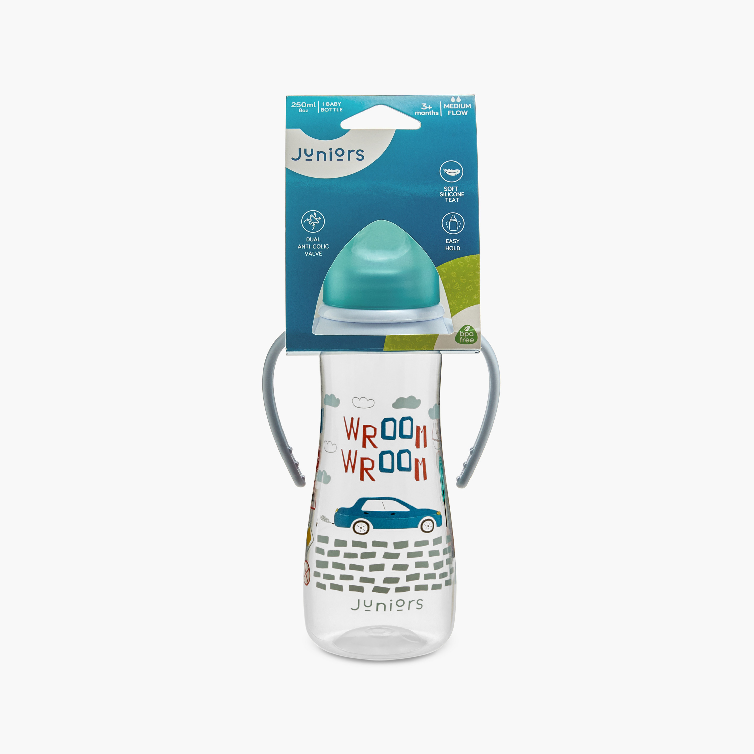 Juniors Graphic Print Anti-Colic Feeding Bottle with Handle and Lid - 250 ml-baby-feeding-feedingbottles-bottlesandteats-image-9