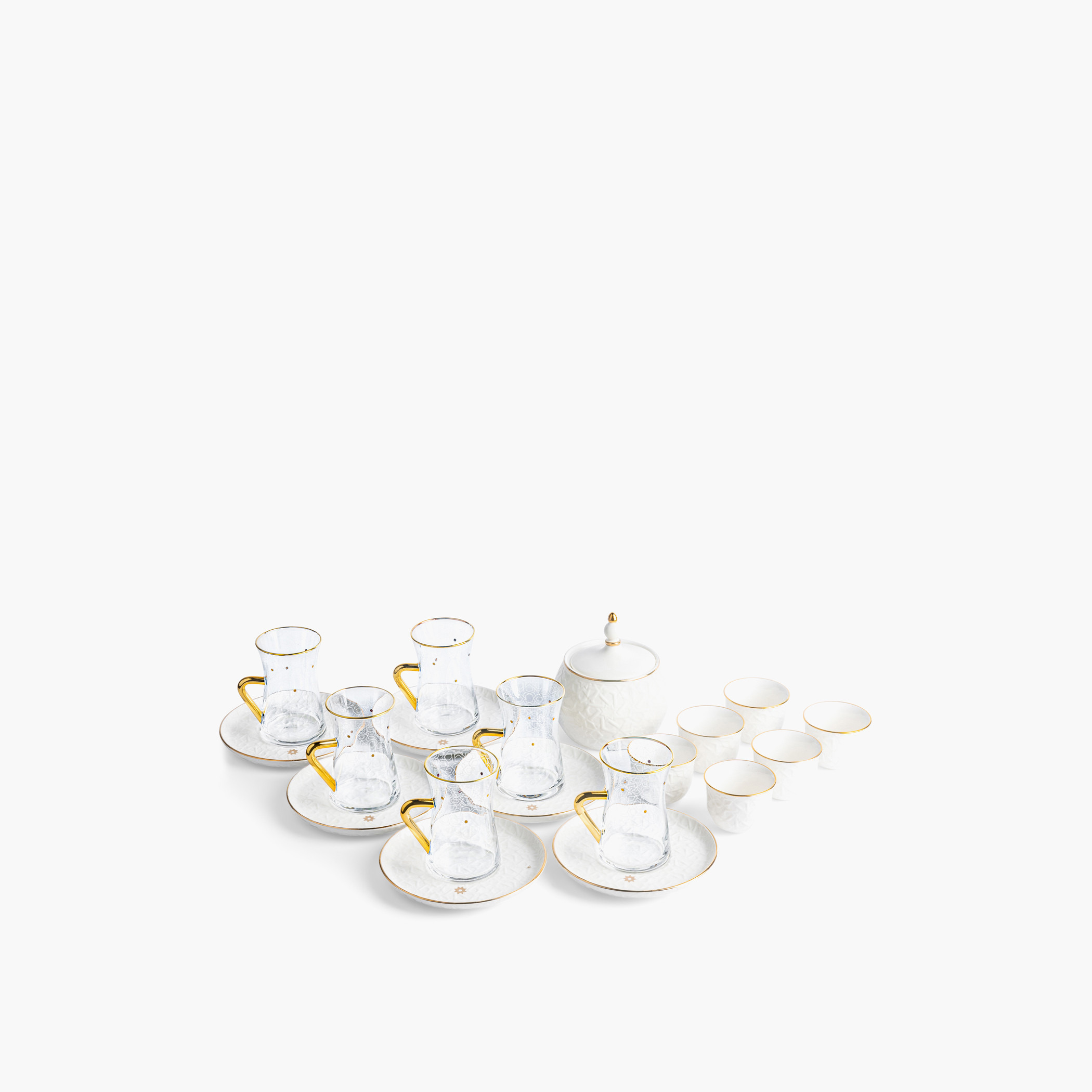 طقم شاي وقهوة بورسلين بارز الملمس 19 قطعة كراون من أوتانتيك-household-dining-teaandcoffee-teaandcoffeesets-image-2