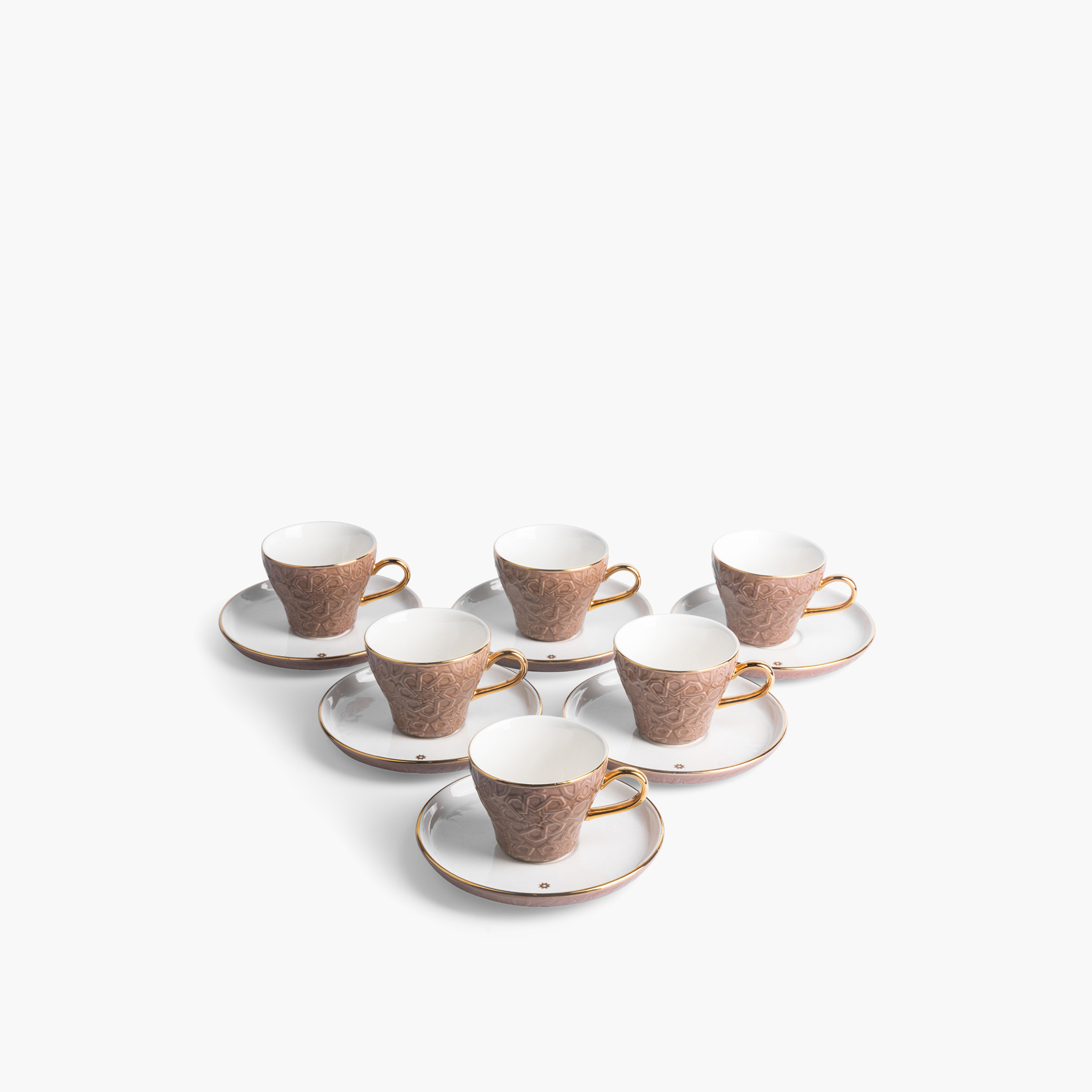 Otantik Crown 12-Piece Textured Turkish Coffee Cup and Saucer Set-household-dining-teaandcoffee-teaandcoffeesets-image-2