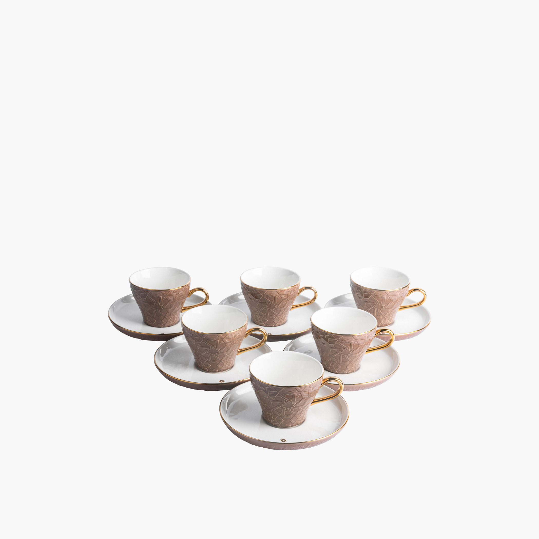 Otantik Crown Textured 12-Piece Porcelain Cup and Saucer Set-household-dining-teaandcoffee-teaandcoffeesets-image-2