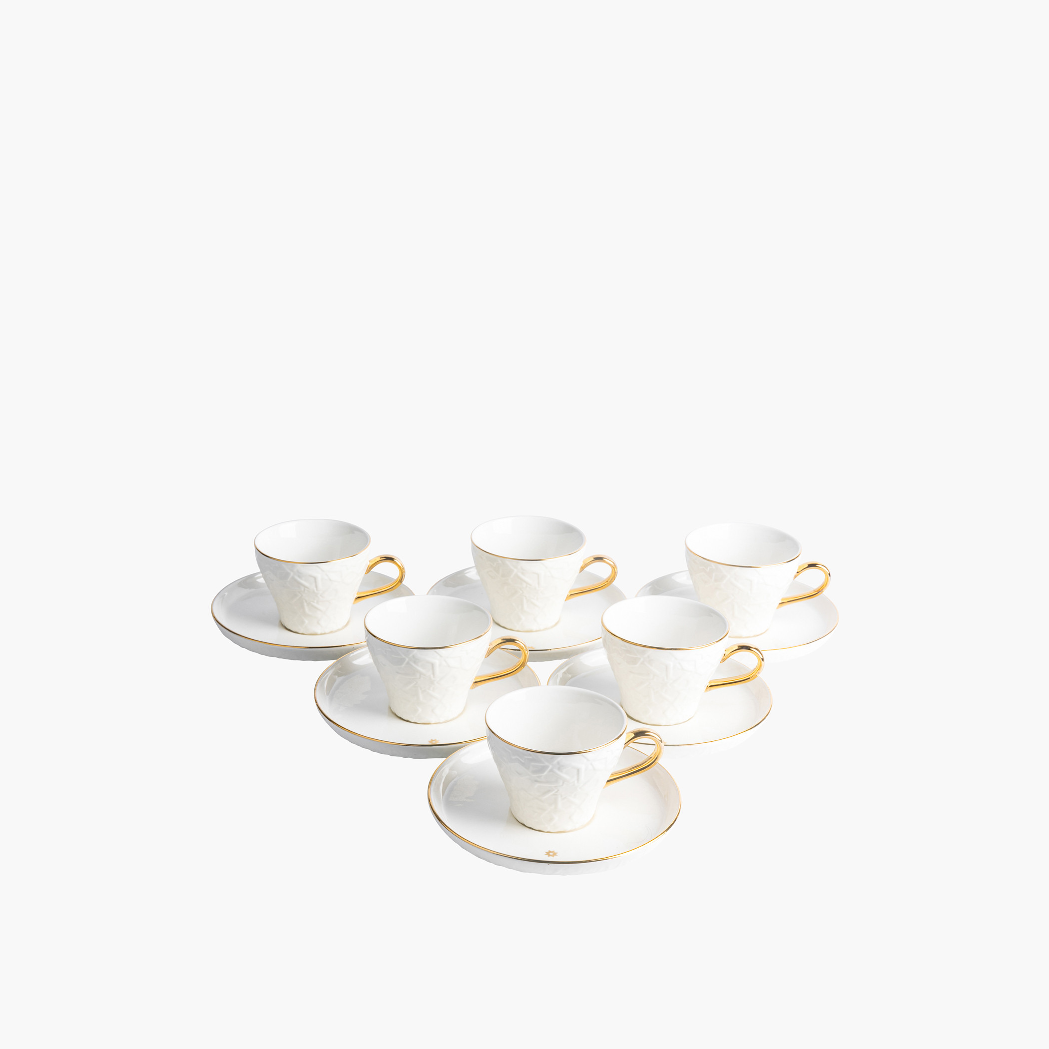 Otantik Crown Textured 12-Piece Porcelain Cup and Saucer Set-household-dining-teaandcoffee-teaandcoffeesets-image-2