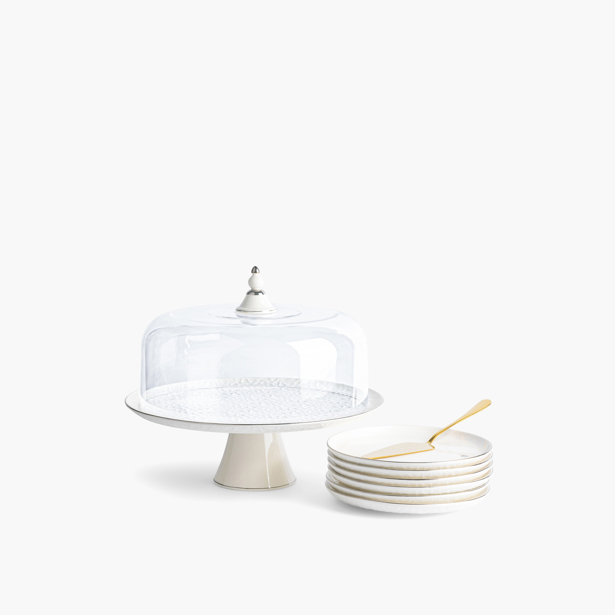 طقم كيك بورسلان 8 قطع بارز الملمس كروان من أوتانتيك-household-dining-serveware-cakestands-image-2