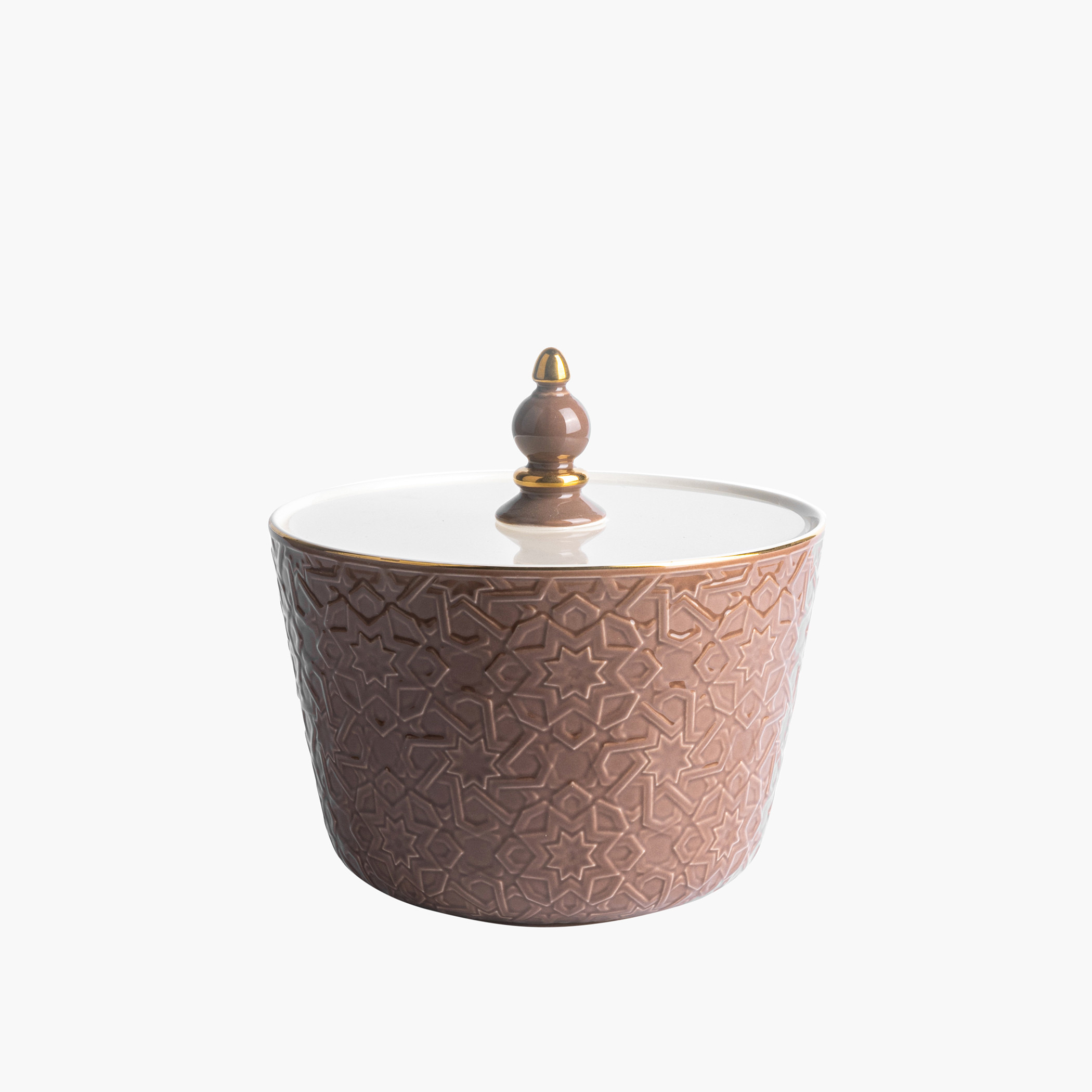 Otantik Crown Textured Porcelain Date Bowl with Lid-household-dining-dinnerware-bowls-image-2