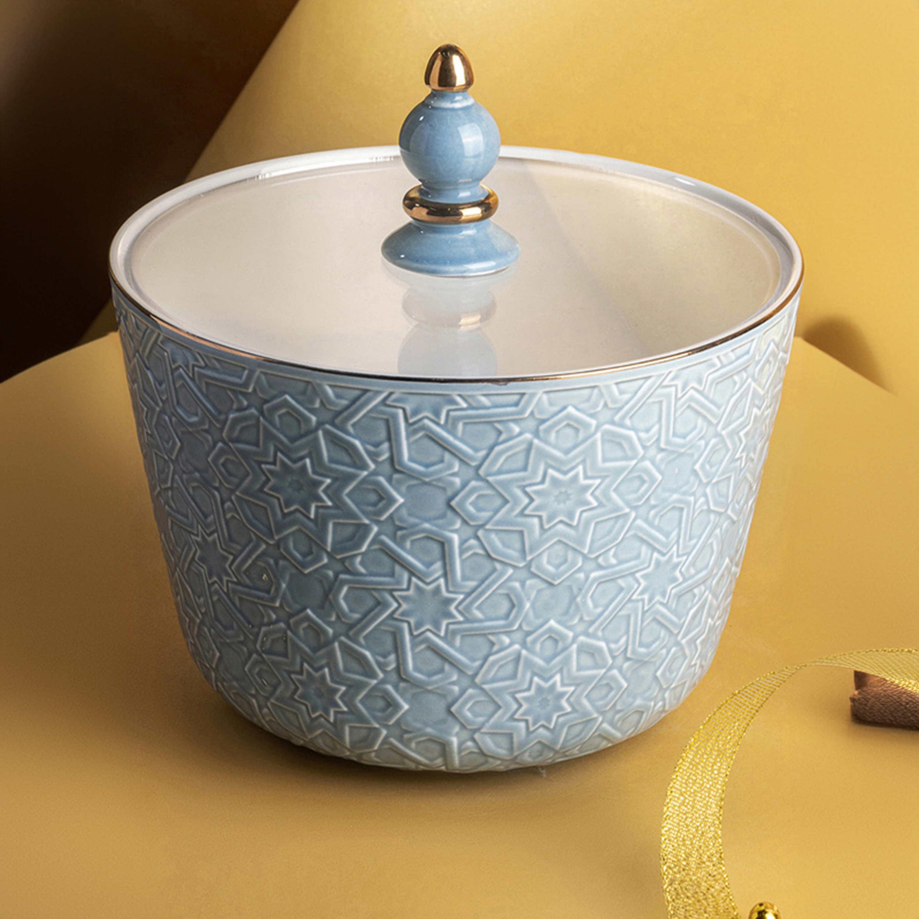 Otantik Crown Textured Porcelain Date Bowl with Lid-household-dining-dinnerware-bowls-image-1