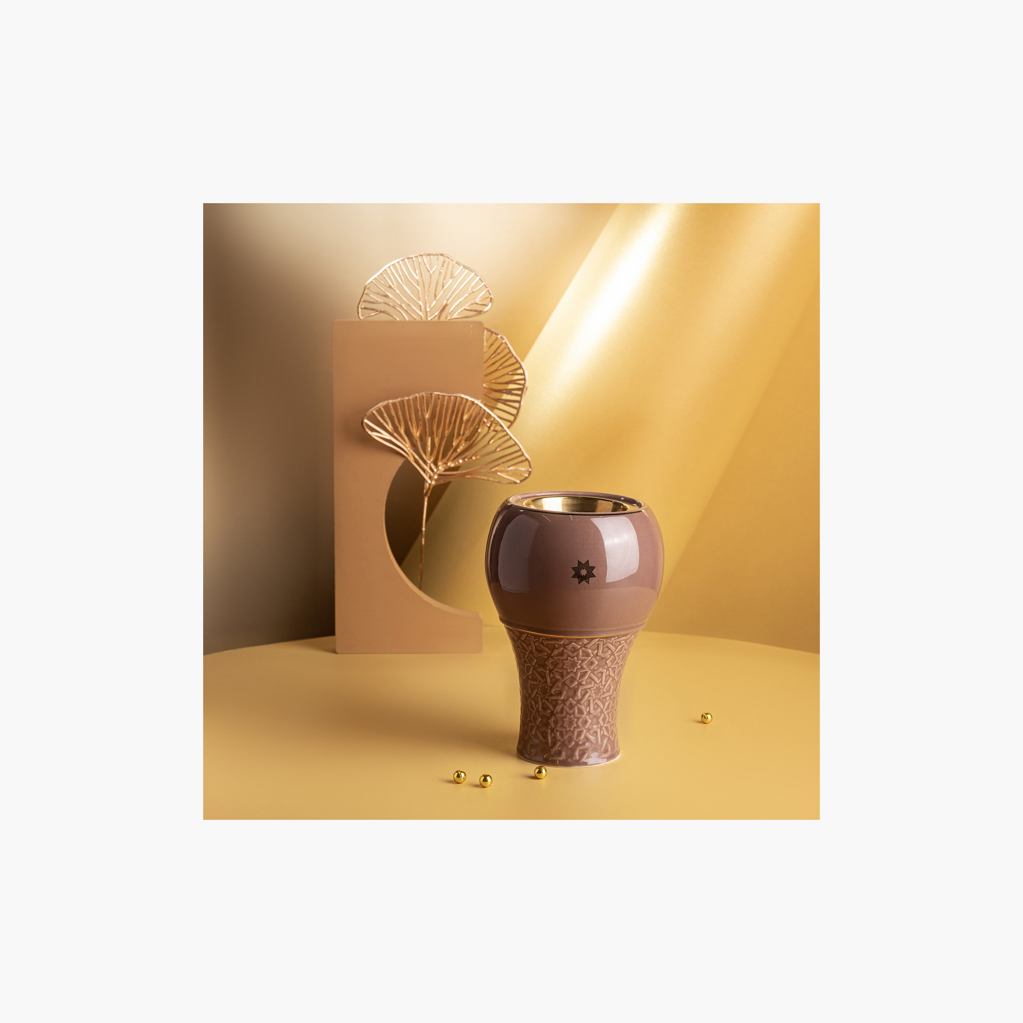 Otantik Crown Textured Porcelain Incense Burner - 11x11x17 cms-household-homefragrance-burners-image-3