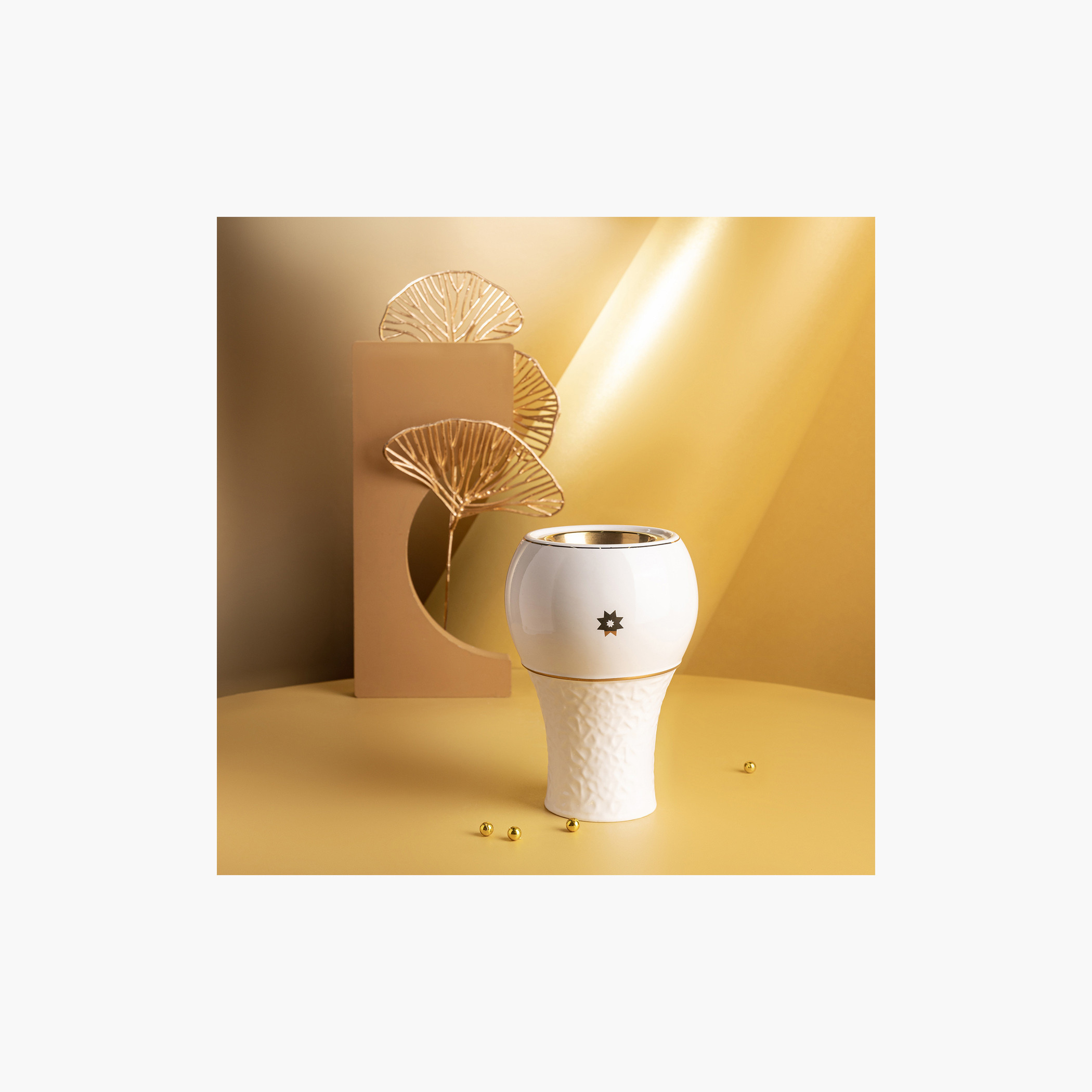 Otantik Crown Textured Porcelain Incense Burner - 11x11x17 cms-household-homefragrance-burners-image-3