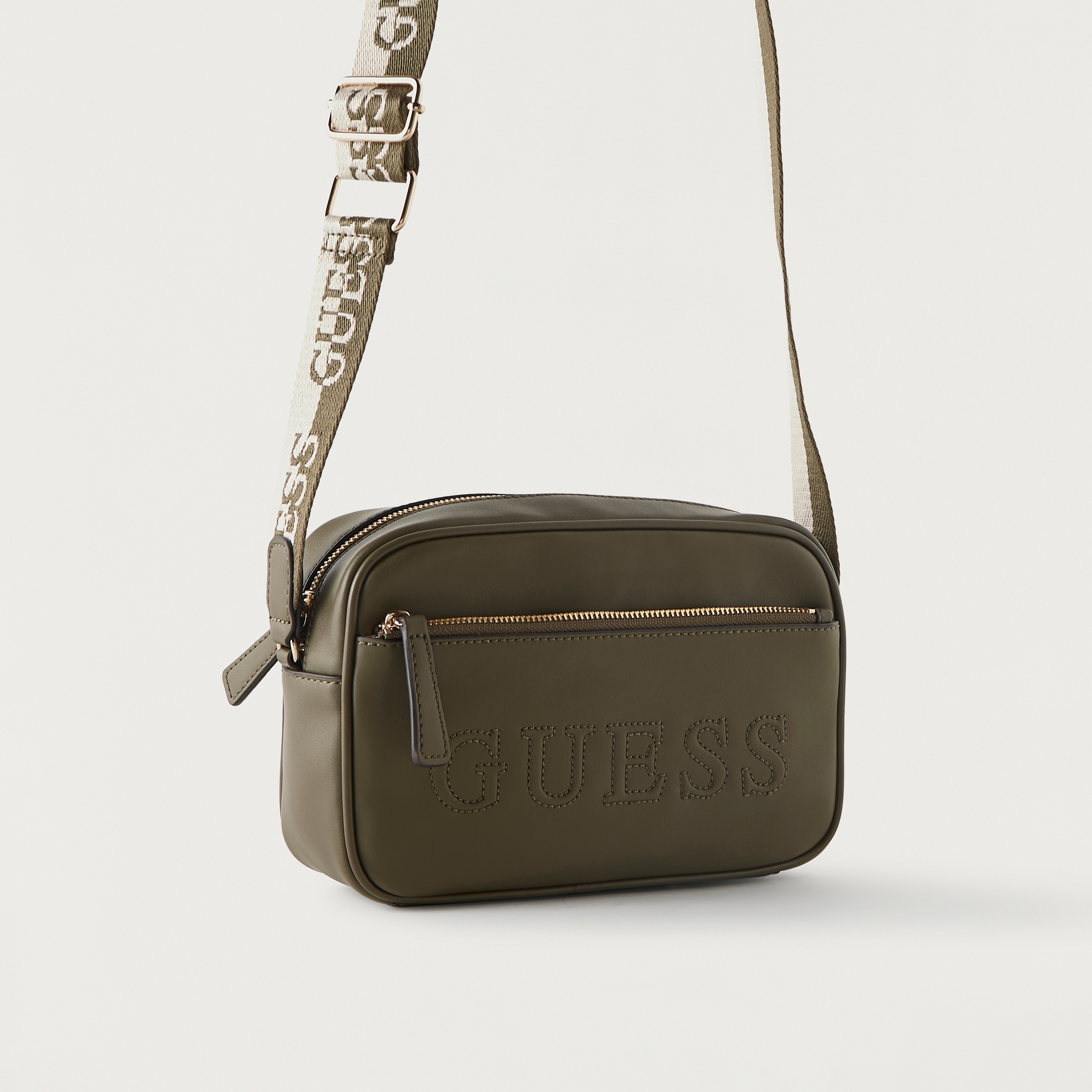 Guess Textured Crossbody Bag with Zip Closure and Adjustable Strap