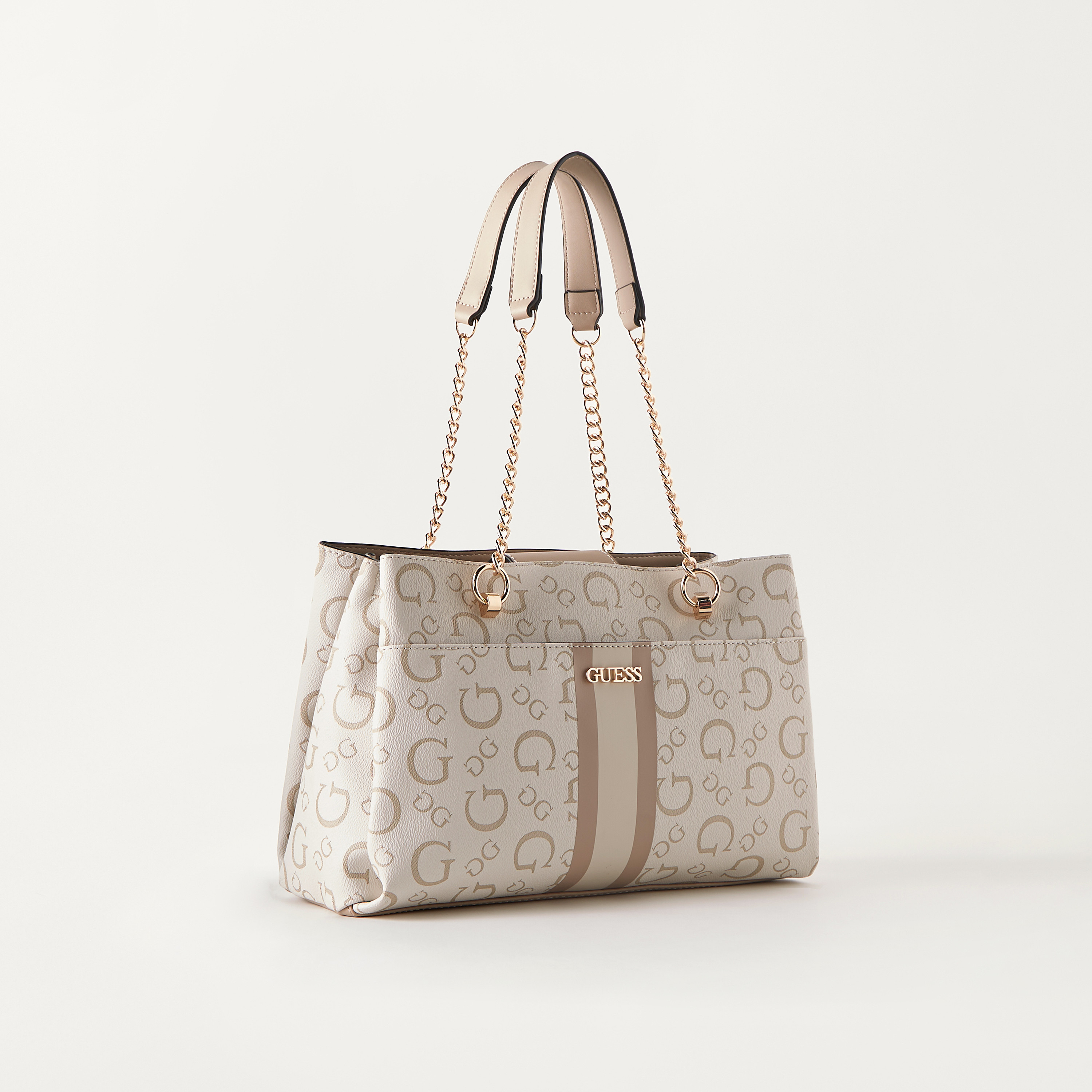 Guess Logo Print Shoulder Bag with Chain Double Handle-women-bagsandwallets-handbags-image-3