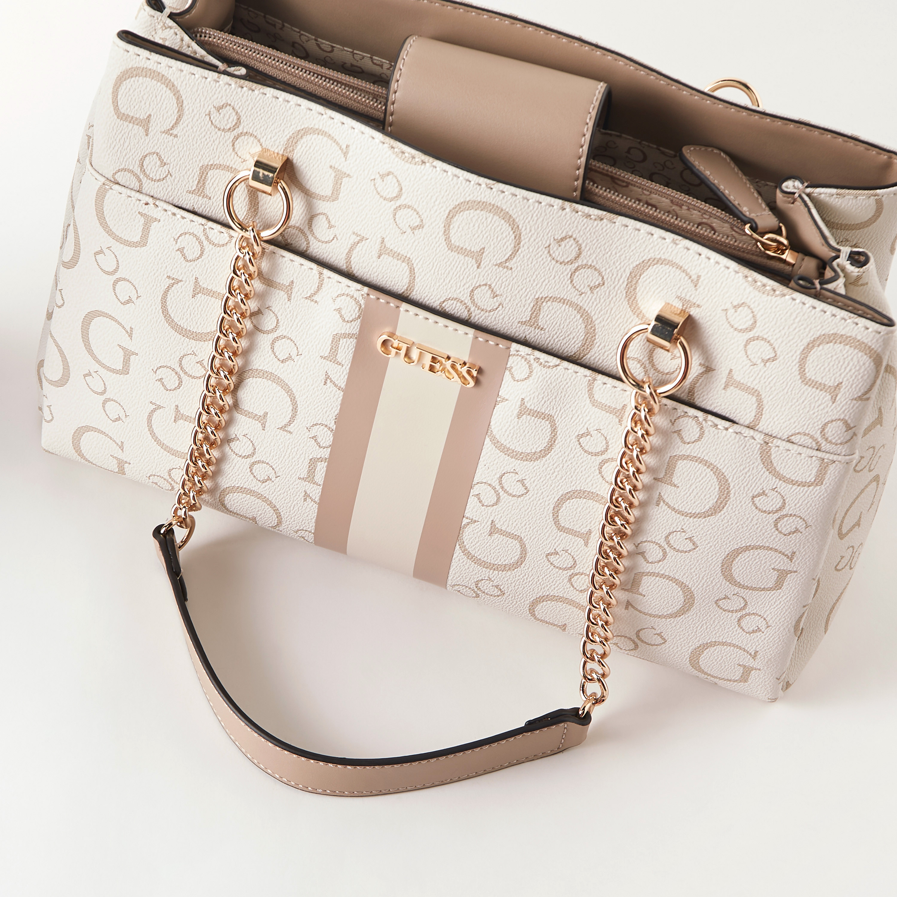 Guess Logo Print Shoulder Bag with Chain Double Handle-women-bagsandwallets-handbags-image-6