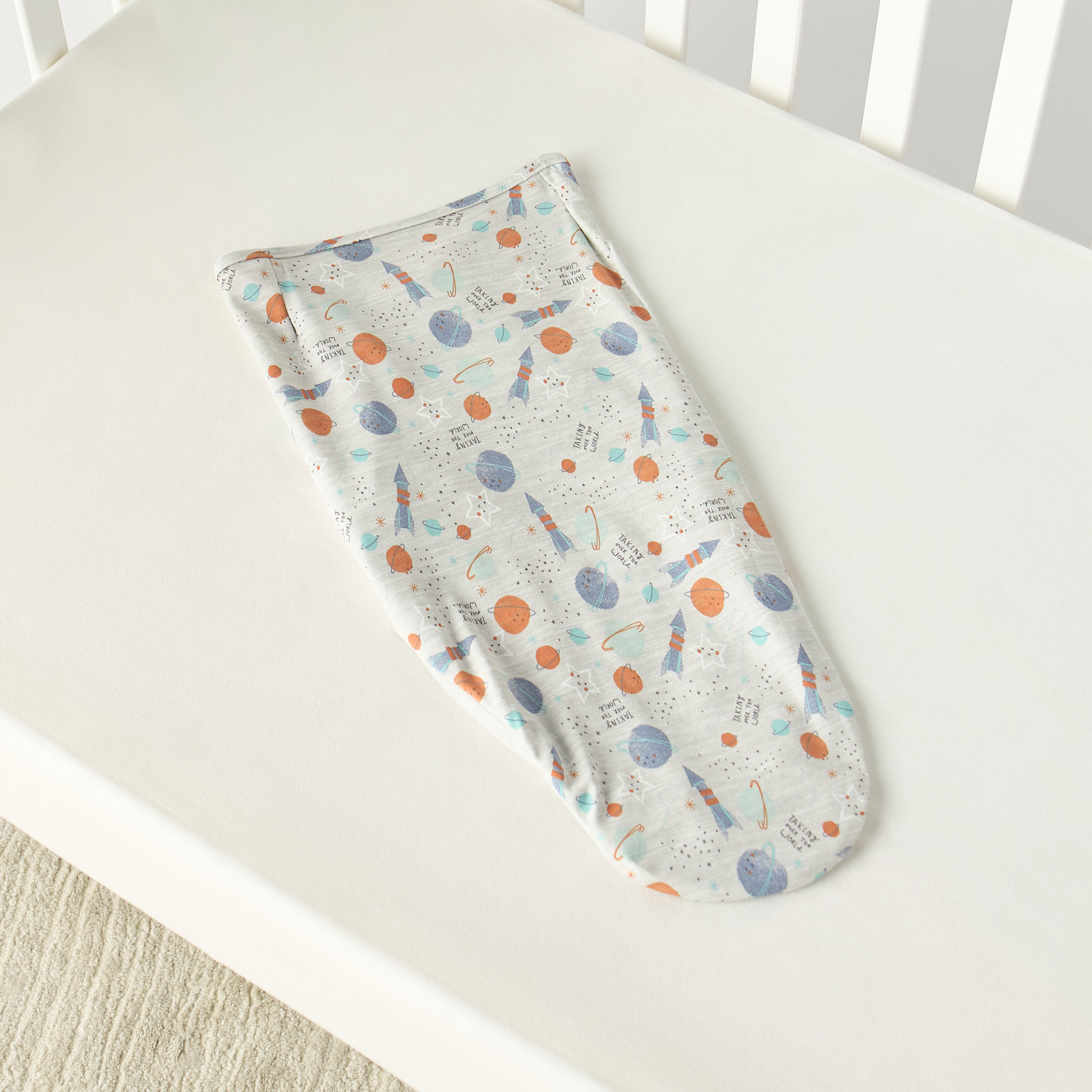 Juniors Space Print Adjustable Swaddle Wrap with Hook and Loop Closure-baby-nursery-blanketsandswaddles-swaddlesandsleepingbags-image-2