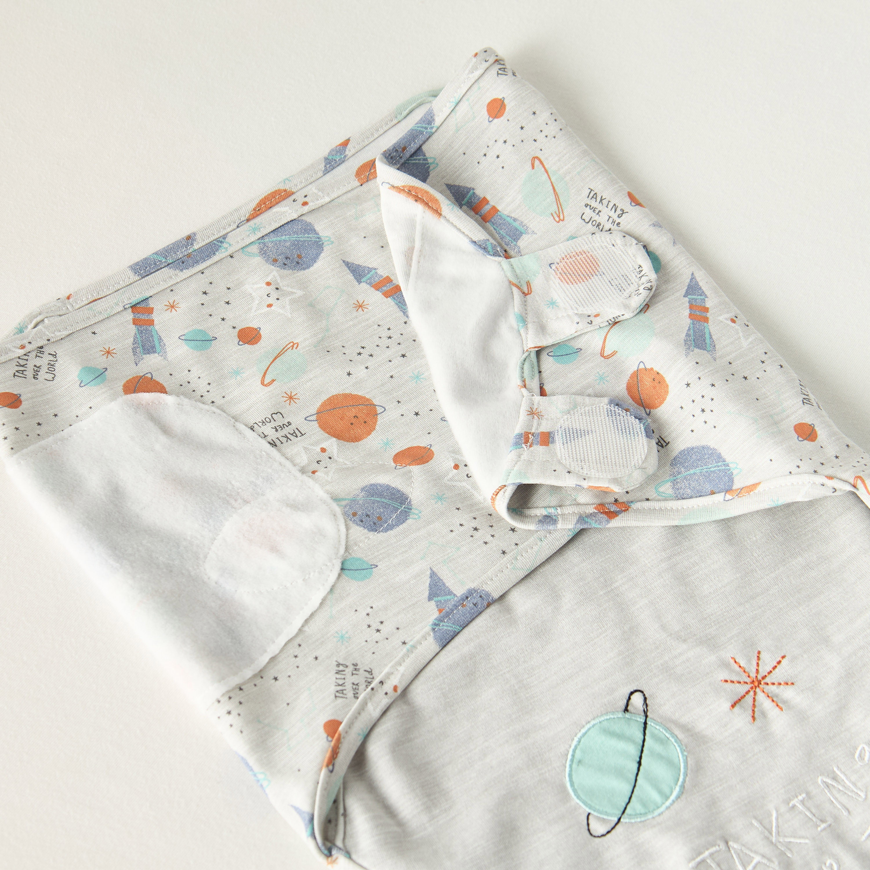 Juniors Space Print Adjustable Swaddle Wrap with Hook and Loop Closure-baby-nursery-blanketsandswaddles-swaddlesandsleepingbags-image-4