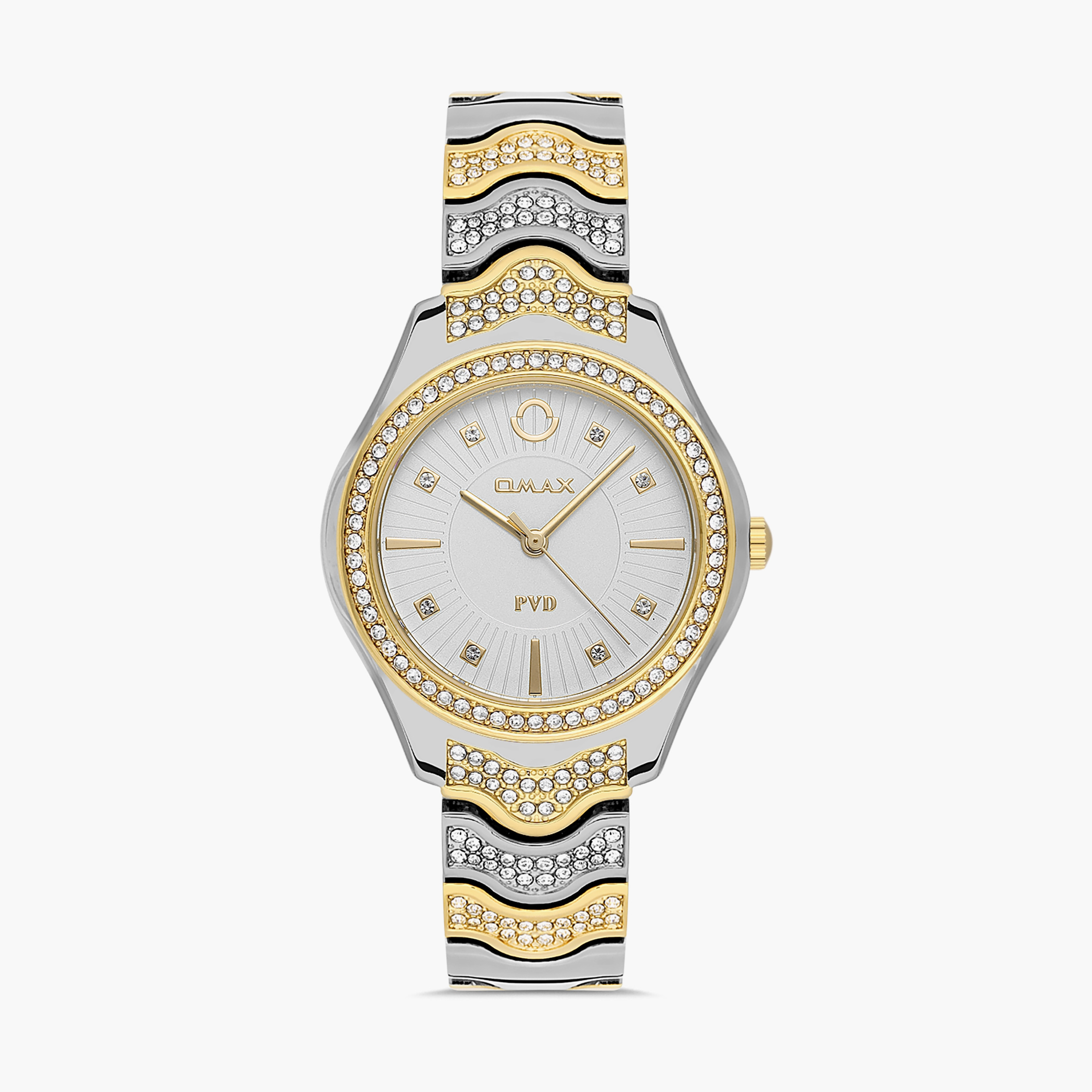 ساعة اوماكس للنساء بلون فضي وذهبي مع انالوج بسوار ستانلس ستيل | 00JSS024N008-women-watchesandjewellery-watches-image-1