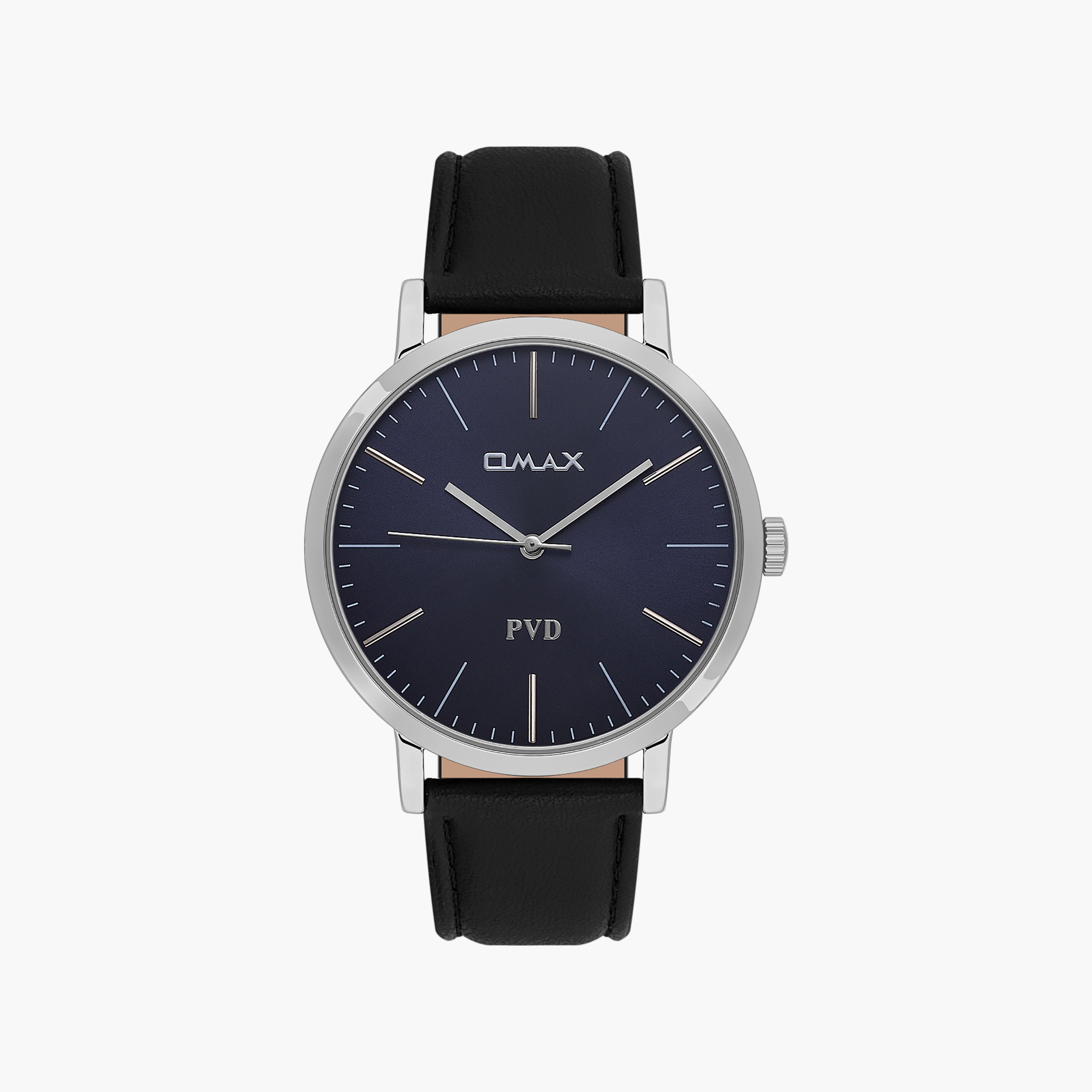 Omax Men's Silver Analog Leather Strap Watch | 00PR0043I004-men-watchesandjewellery-watches-image-1