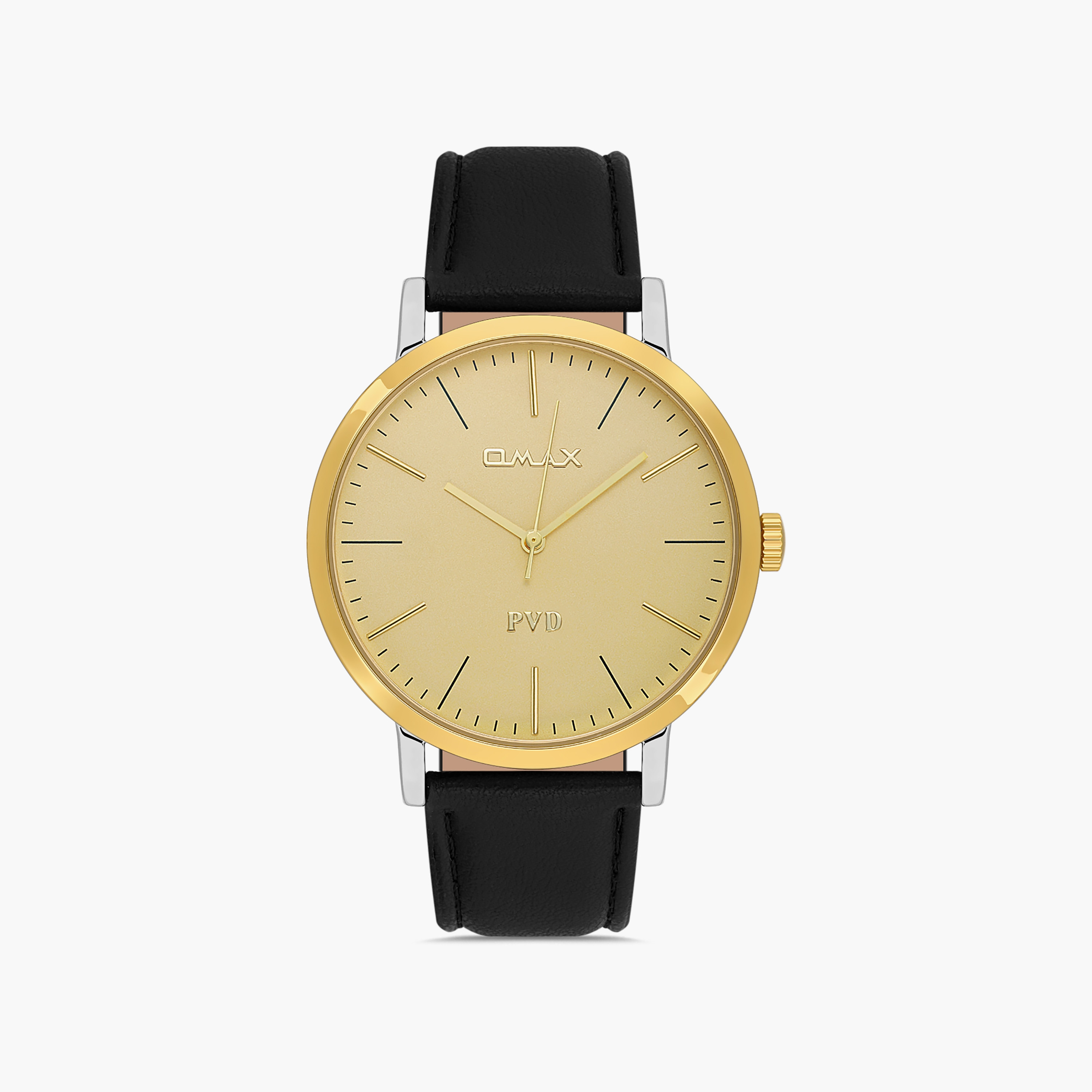 ساعة اوماكس للرجال بلون فضي وذهبي مع انالوج بسوار جلدي | 00PR0043N001-men-watchesandjewellery-watches-image-1