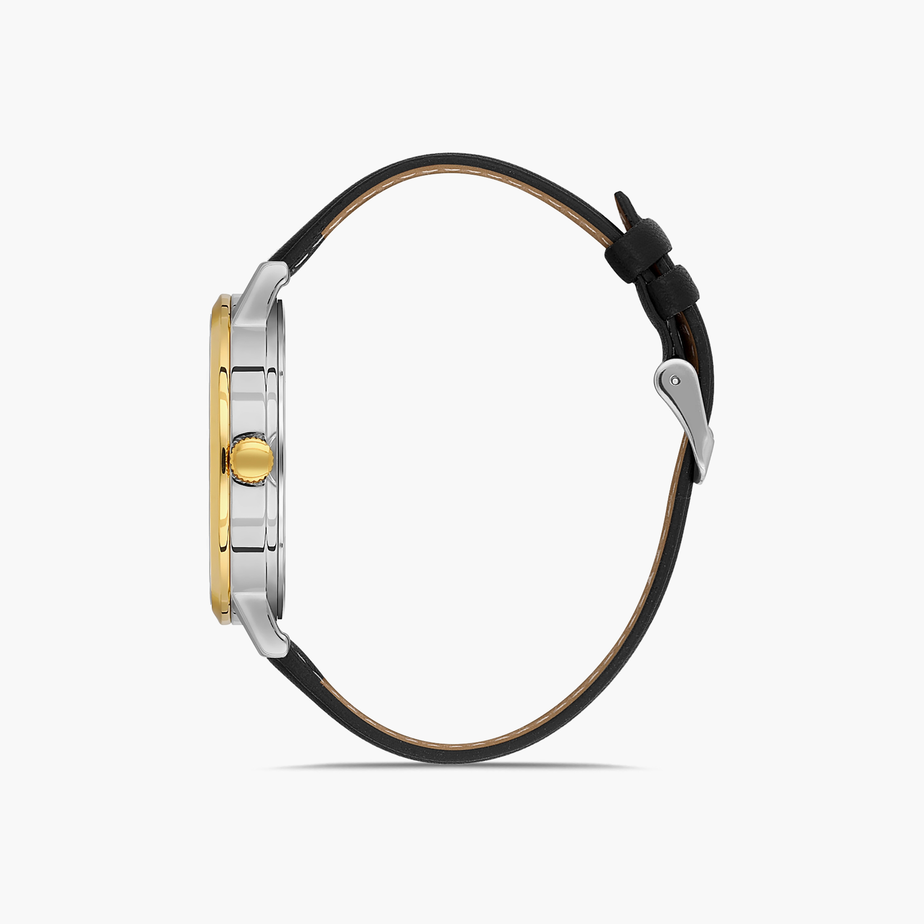 ساعة اوماكس للرجال بلون فضي وذهبي مع انالوج بسوار جلدي | 00PR0043N001-men-watchesandjewellery-watches-image-2