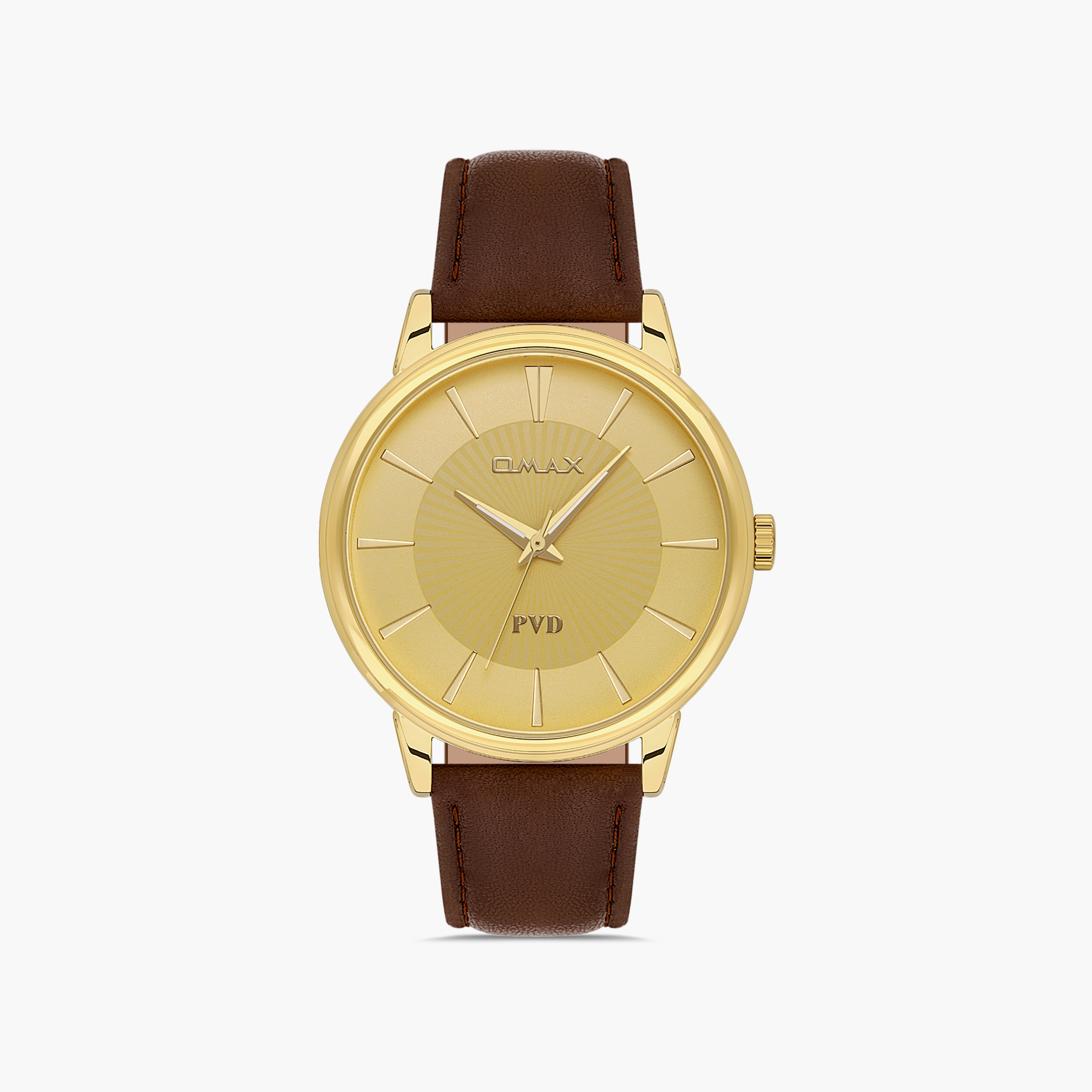 Omax Men's Gold Analog Leather Strap Watch | 00PR0045Q001-men-watchesandjewellery-watches-image-1