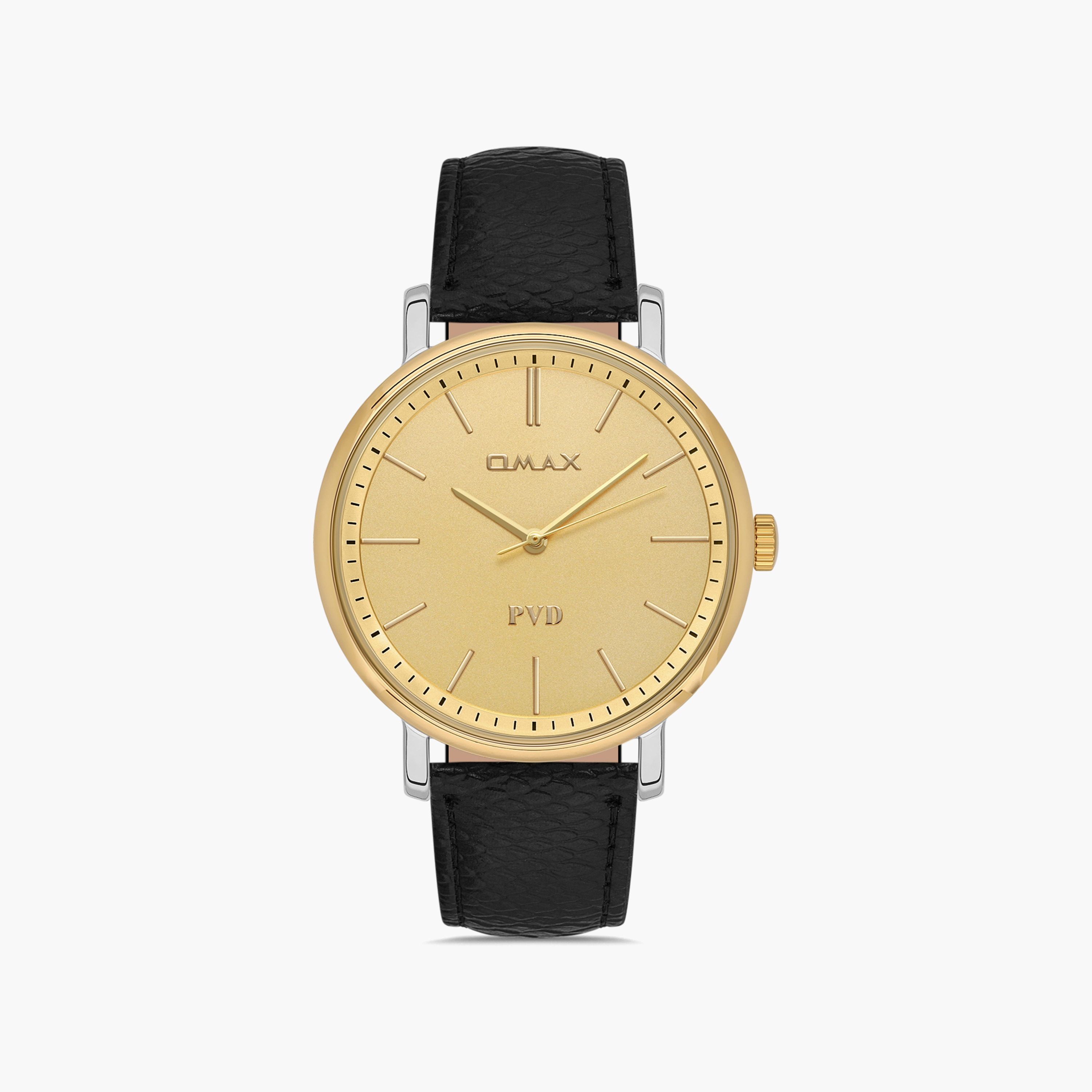 Omax Men's Silver & Gold Analog Leather Strap Watch | 00PR0049N001-men-watchesandjewellery-watches-image-1