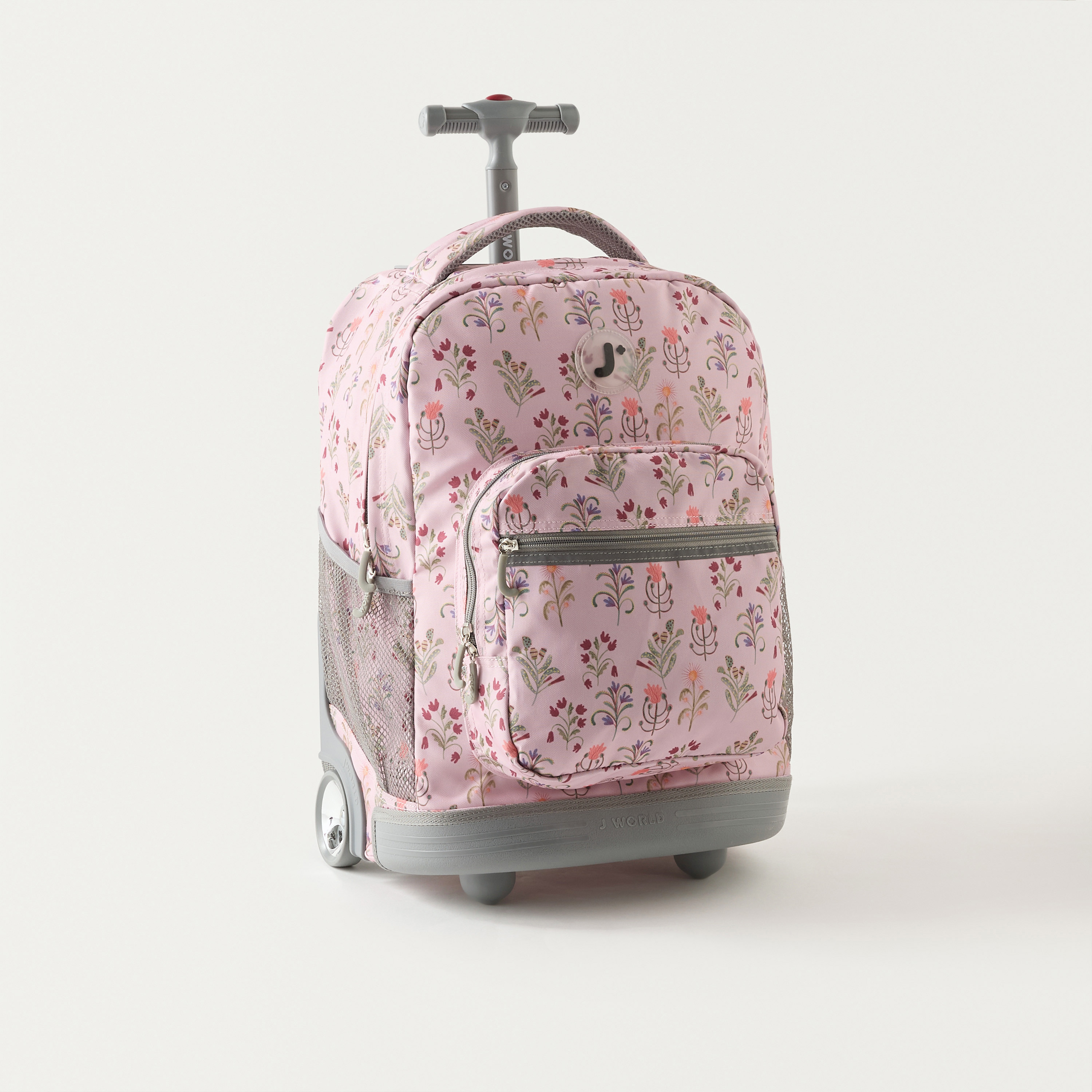 J World Floral Print 18-inch Trolley Backpack with Wheels - 21x32x46 cms-school-bagsandbackpacks-trolleybags-image-2