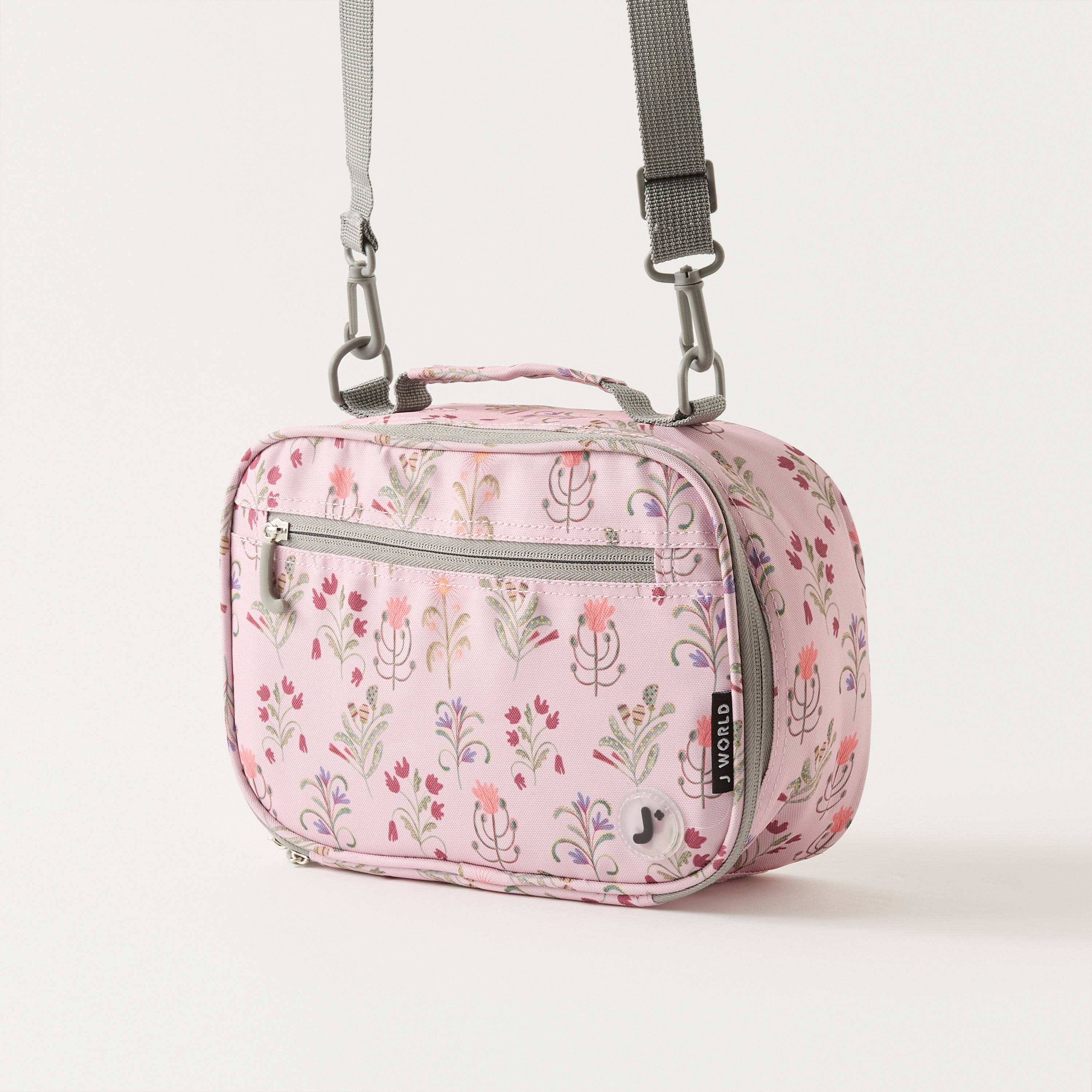 J World All-Over Floral Print Lunch Bag with Adjustable Strap and Zip Closure-school-lunchessentials-lunchbags-image-2