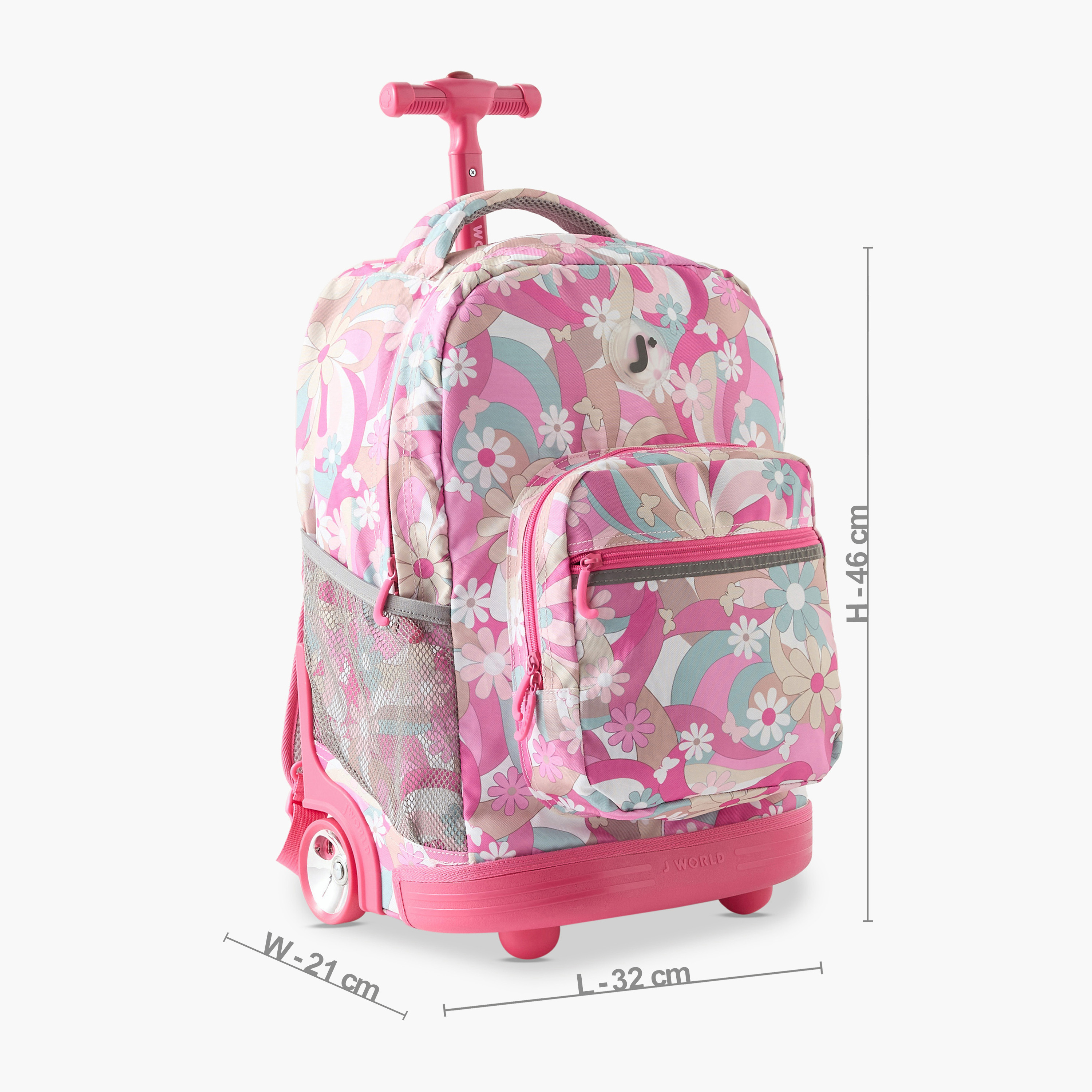 J World 18-inch All-Over Floral Print Trolley Backpack with Retractable Handle - 21x32x46 cm-school-bagsandbackpacks-trolleybags-image-3