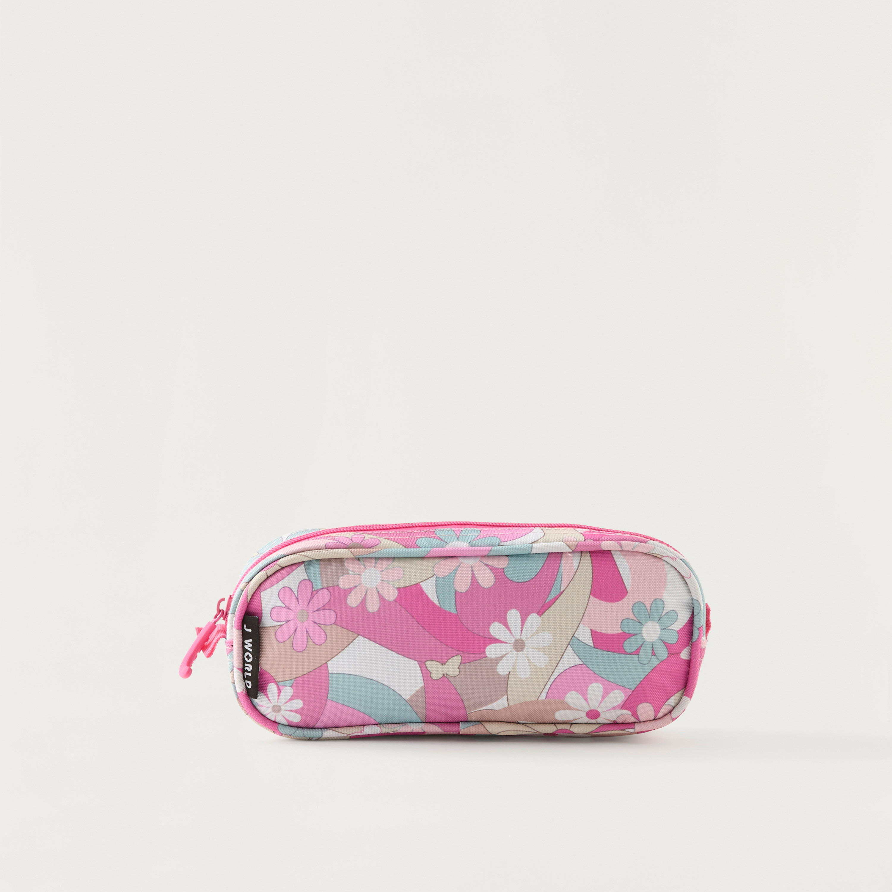 J World All-Over Floral Print Pencil Pouch with Zip Closure-school-stationery-pencilcases-image-1