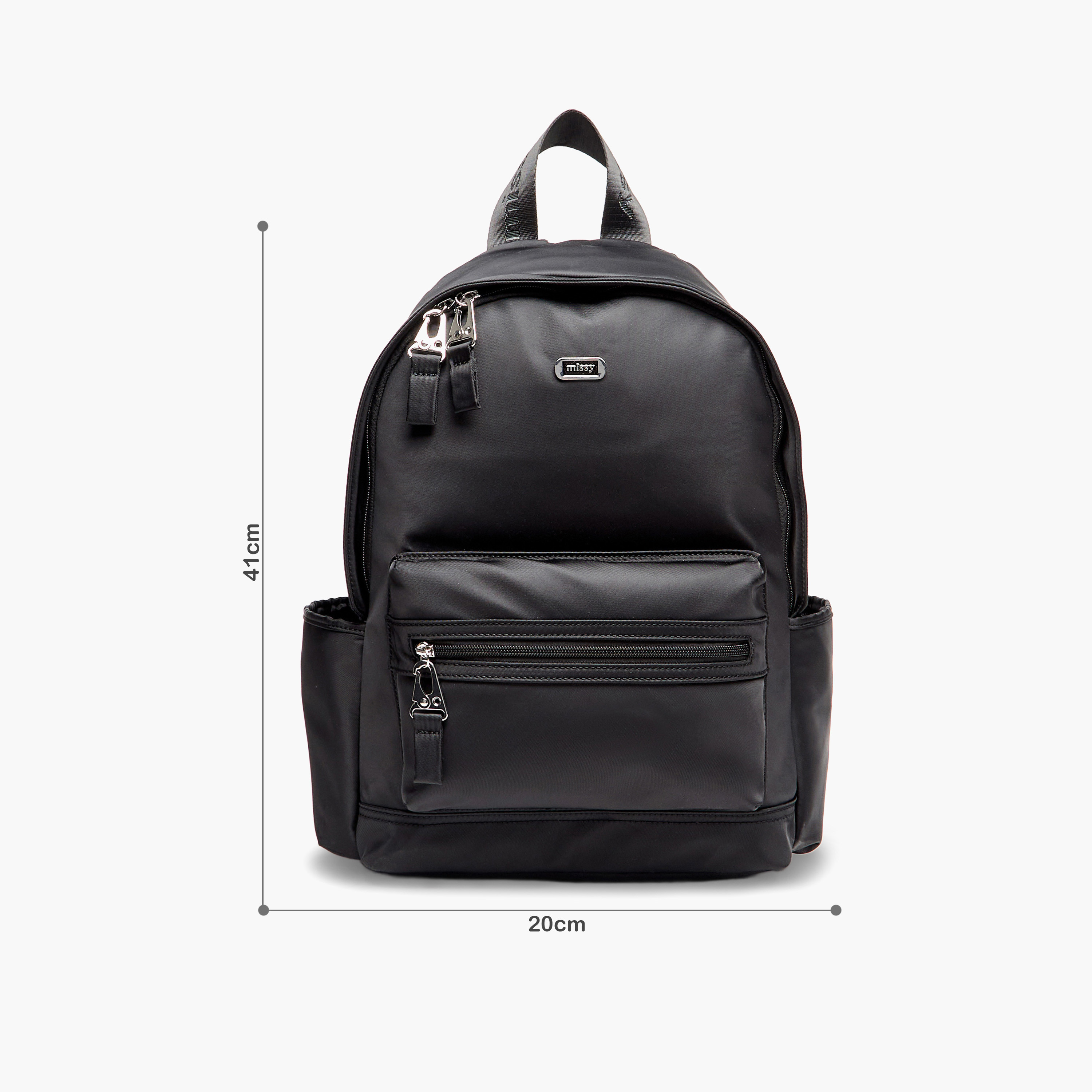 Missy Solid Backpack with Zip Closure and Adjustable Strap-men-bags-image-2