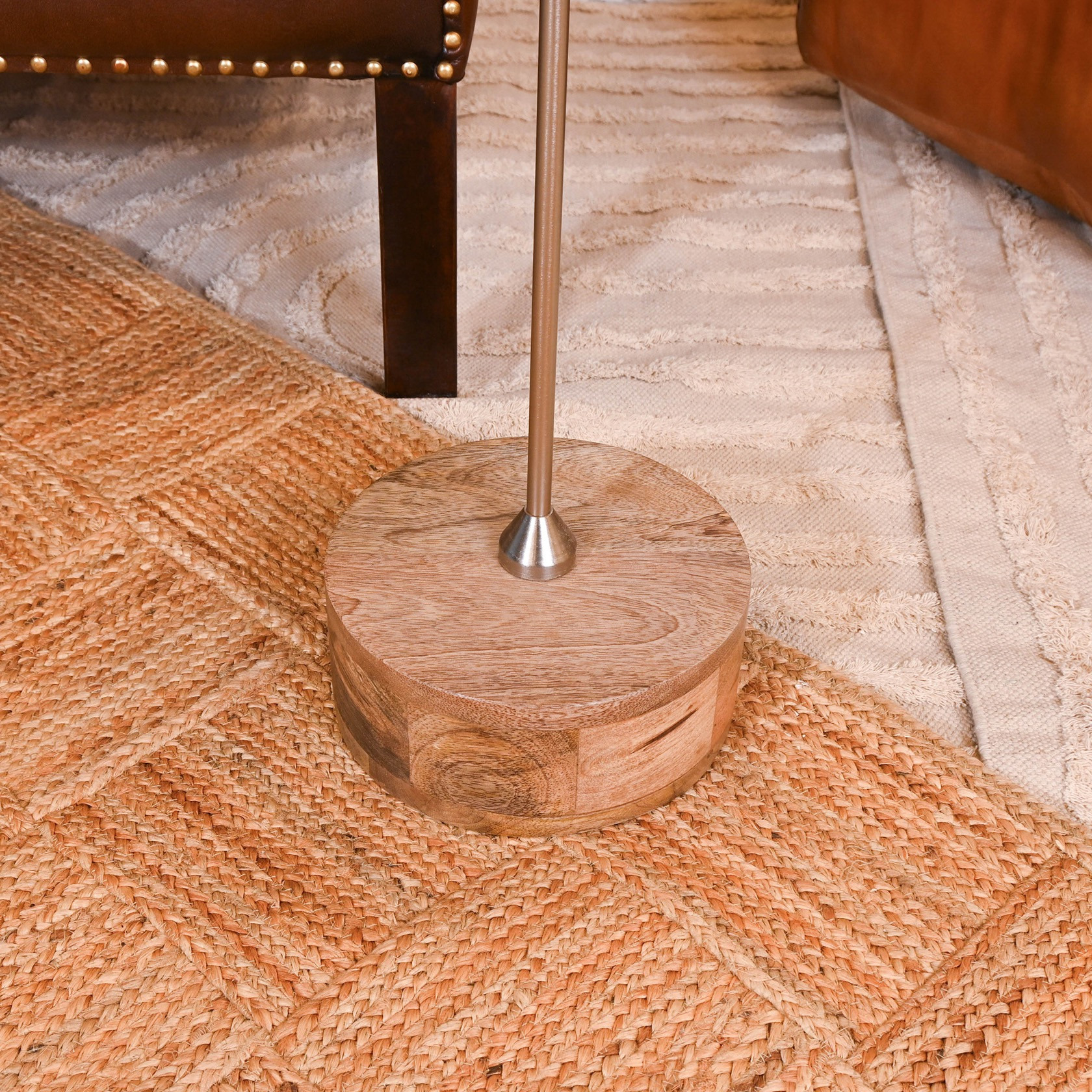 Home Carving Round Wooden Top Accent Table - 30x60 cm-furniture-livingroom-sideandendtables-image-5