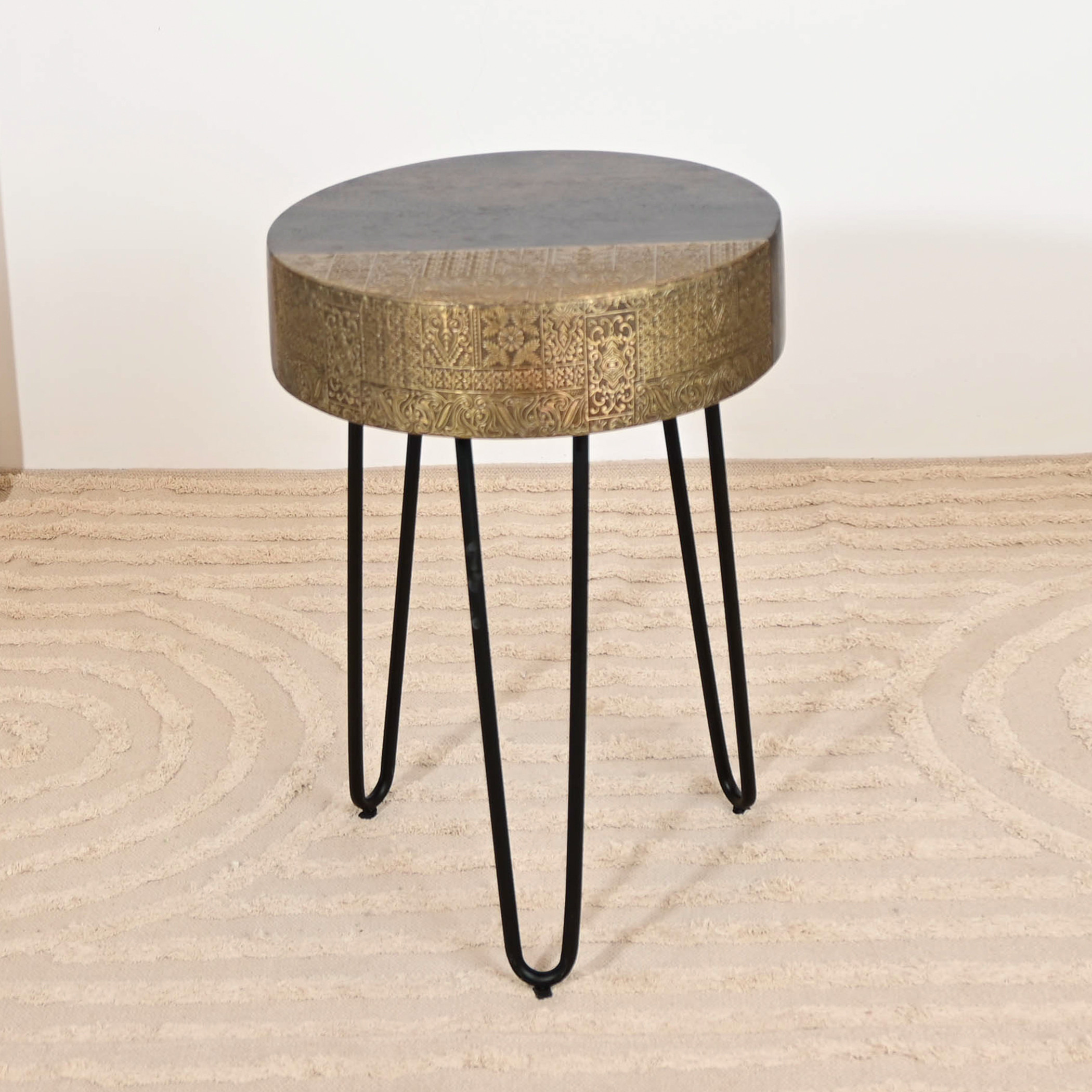 Home Carving  Wooden Top Round Accent Table - 56x40x56 cms-furniture-livingroom-sideandendtables-image-2