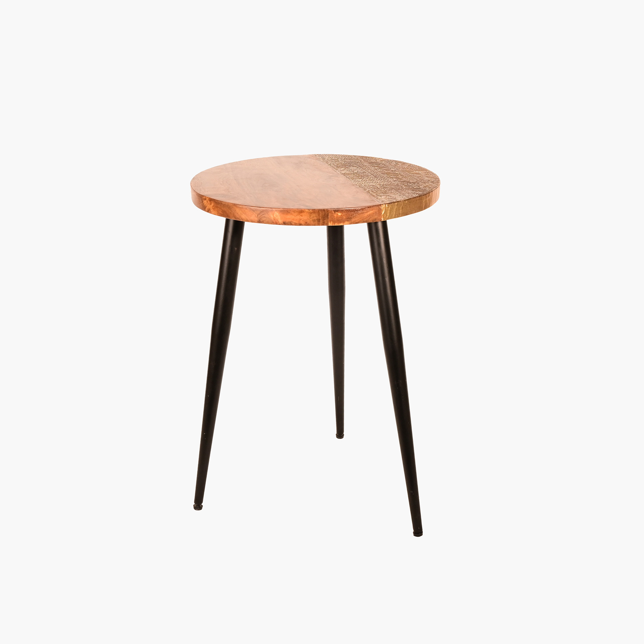 Home Carving Handcrafted Wooden Top Round Side Table - 40x60 cms-furniture-livingroom-sideandendtables-image-2