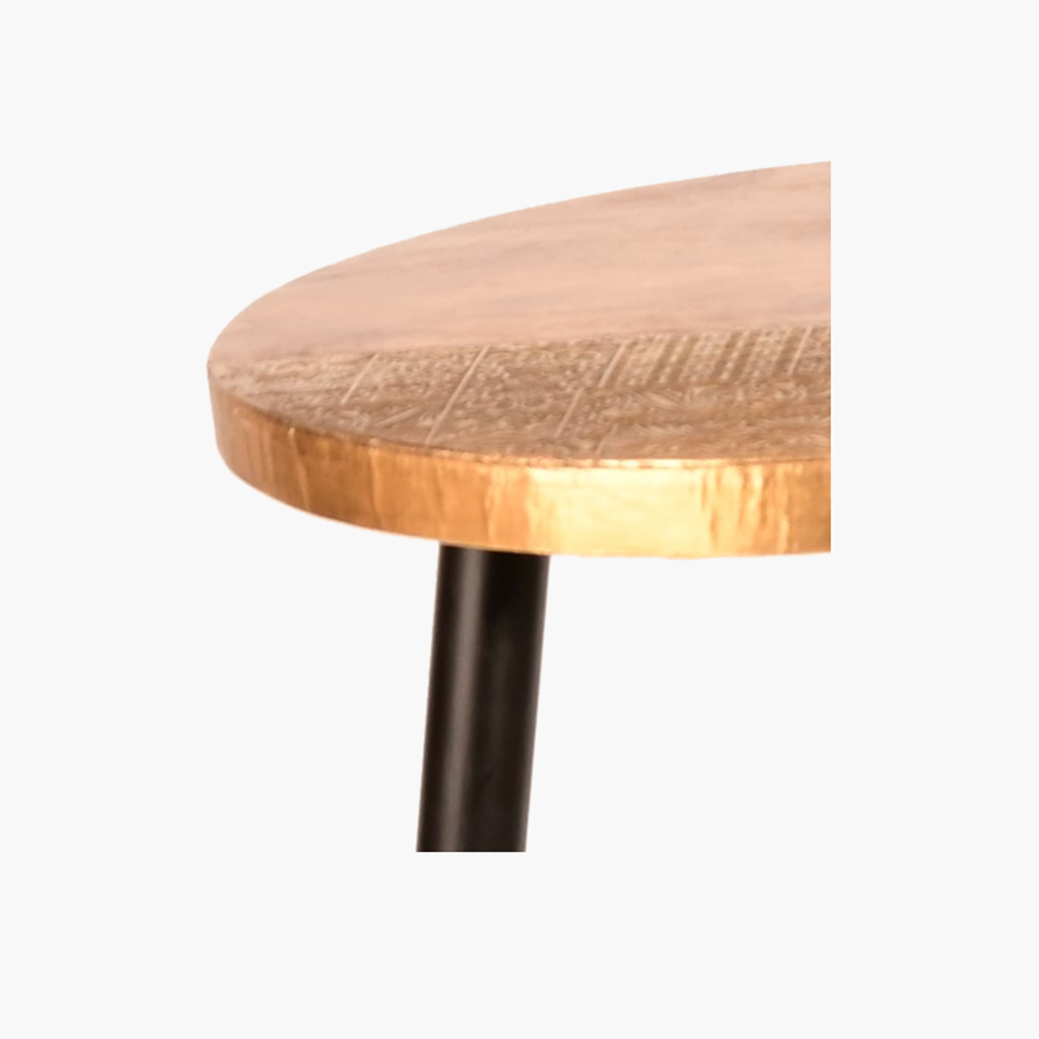 Home Carving Handcrafted Wooden Top Round Side Table - 40x60 cms-furniture-livingroom-sideandendtables-image-3