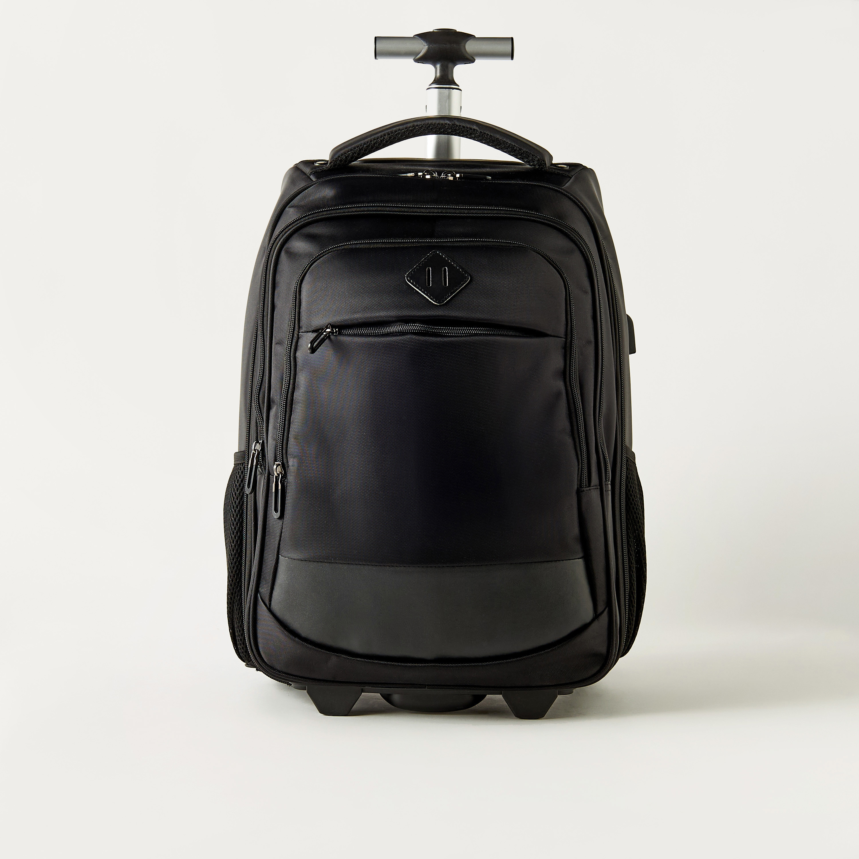 Solid 18-inch Trolley Backpack with Retractable Handle - 47x33x21 cm-school-bagsandbackpacks-trolleybags-image-1