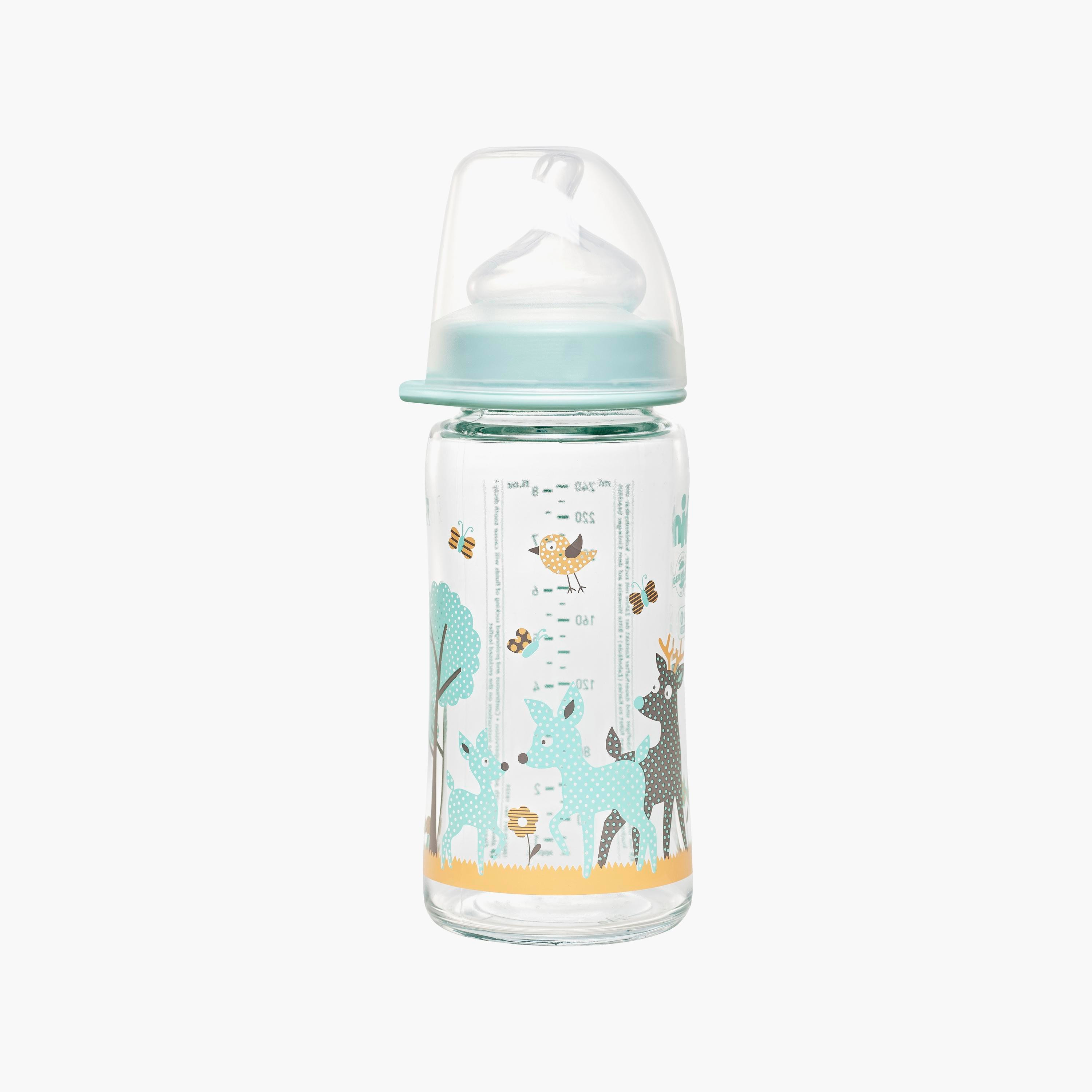 قارورة زجاجية ذات عنق واسع من نيب، غزال، 240 مل-baby-feeding-feedingbottles-bottlesandteats-image-1
