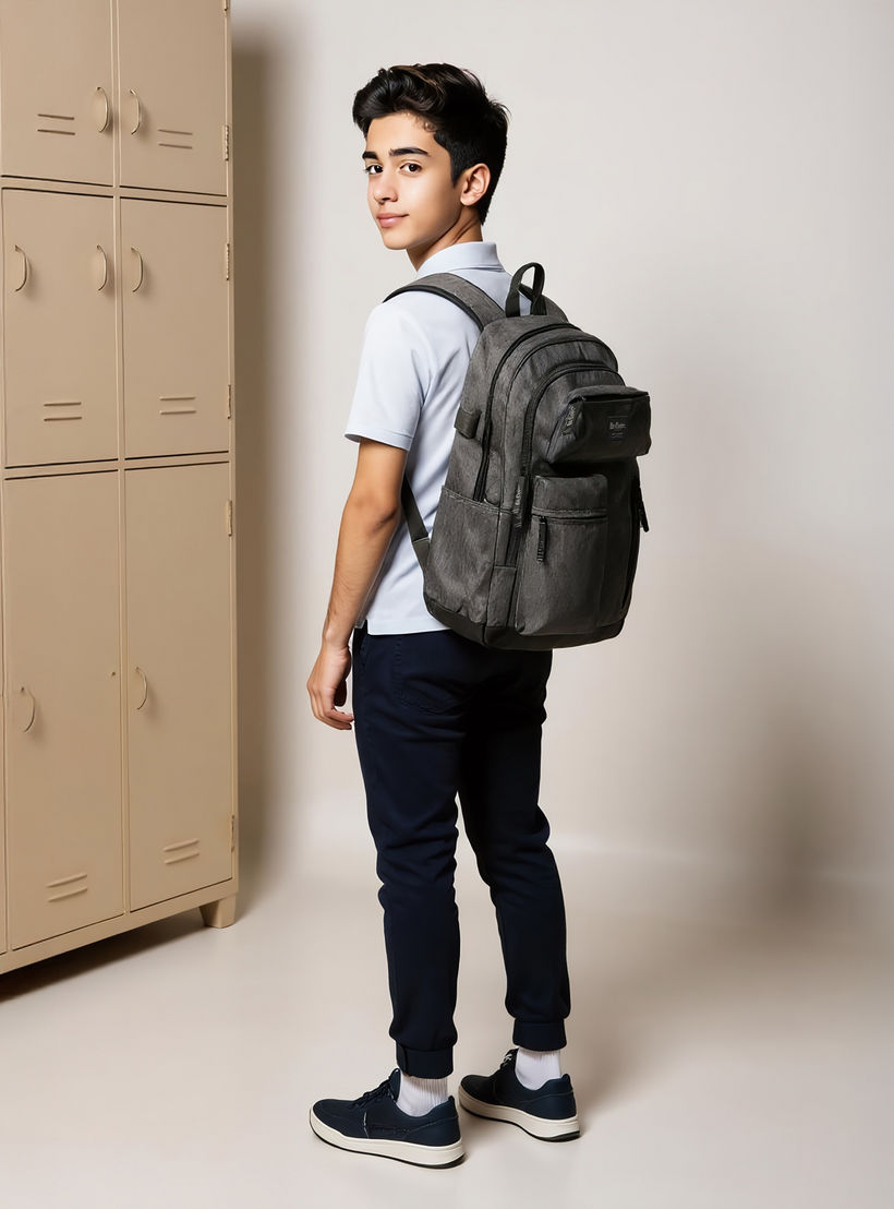 شنطة ظهر مدرسية سادة بأحزمة قابلة للتعديل وسحاب إغلاق من لي كوبر - 32×15×47 سم-cpkids-backtoschool-schoolbagsandbackpacks-backpacks-image-2