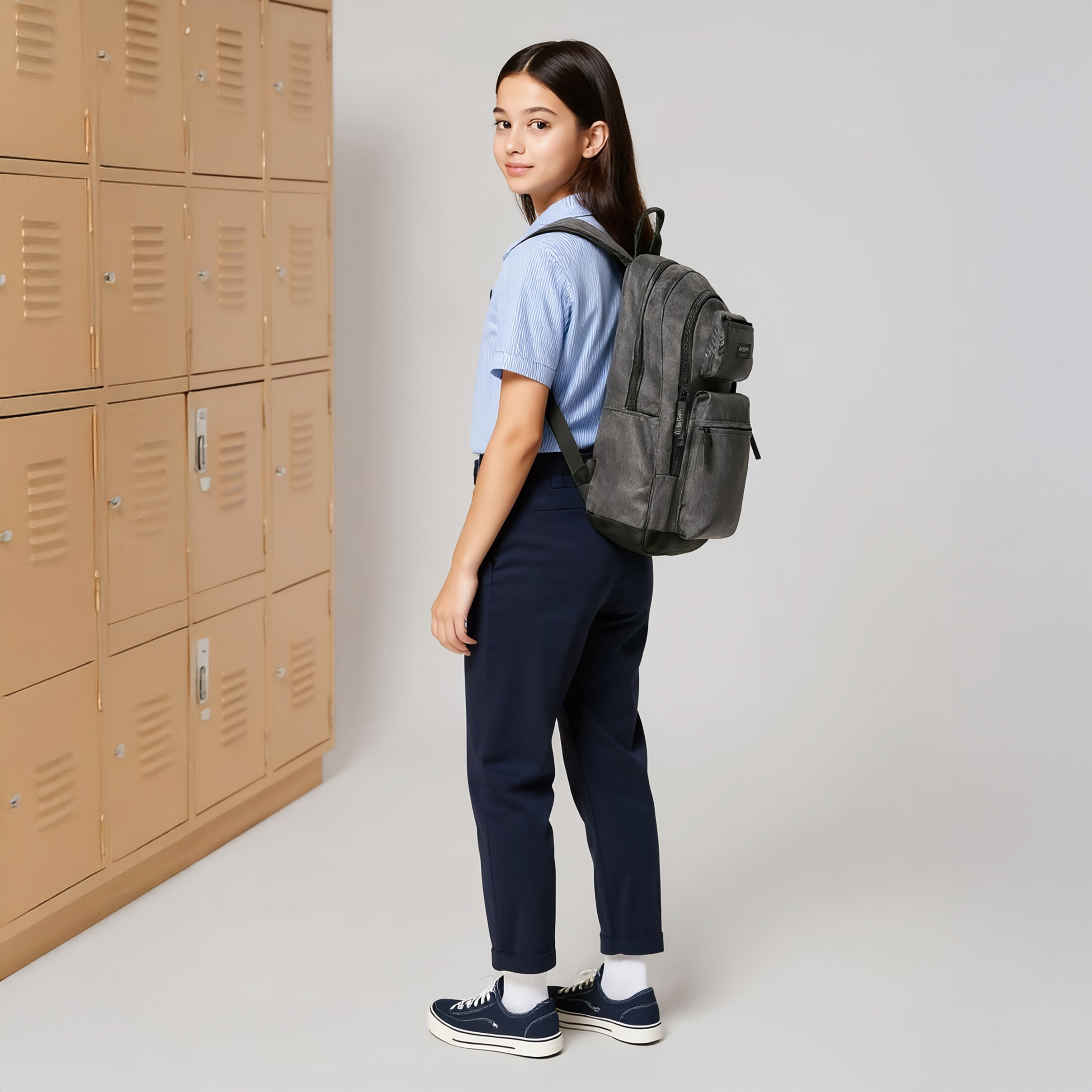 شنطة ظهر مدرسية سادة بأحزمة قابلة للتعديل وسحاب إغلاق من لي كوبر - 32×15×47 سم-cpkids-backtoschool-schoolbagsandbackpacks-backpacks-image-3