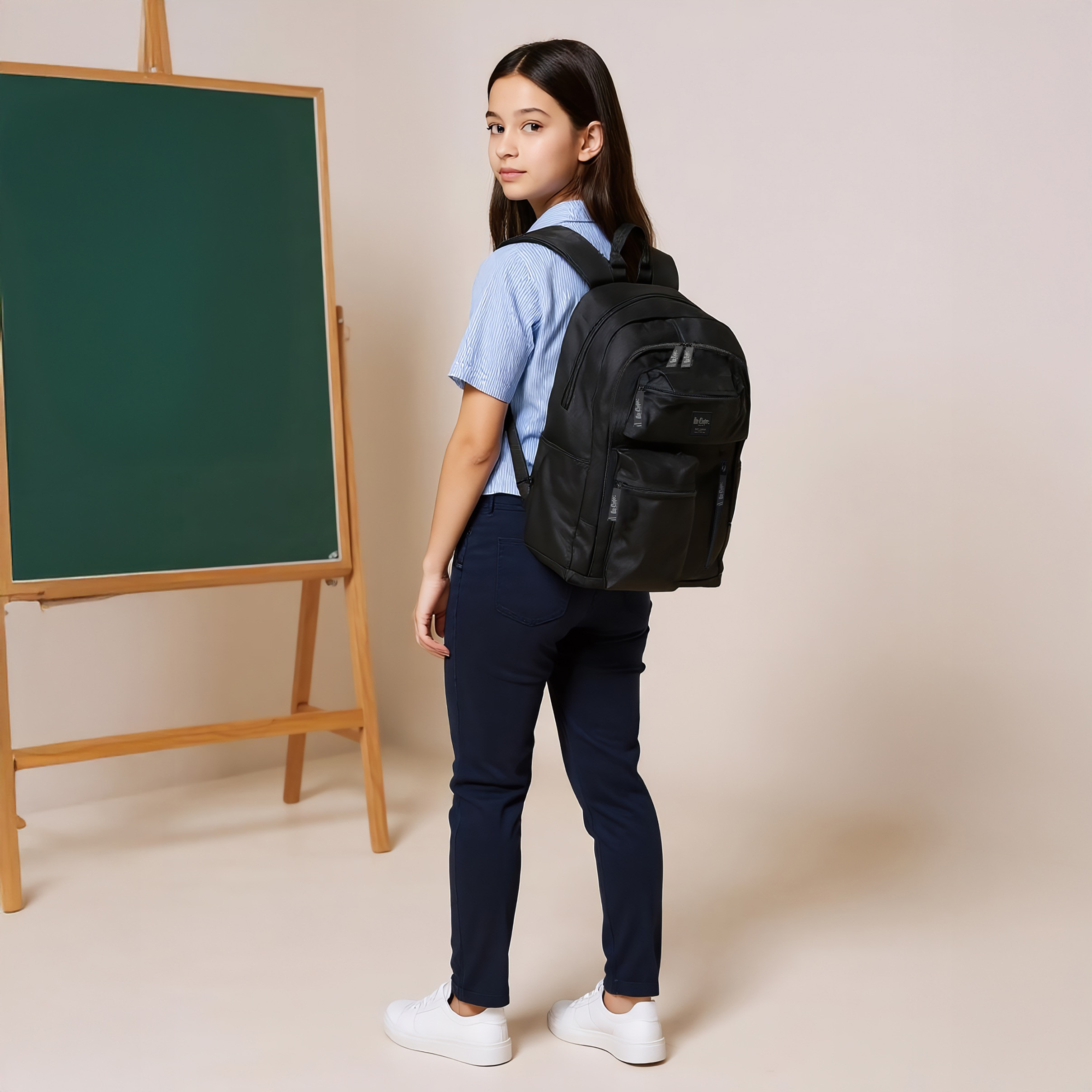 شنطة ظهر مدرسية سادة بأحزمة قابلة للتعديل وسحاب إغلاق من لي كوبر - 32×15×47 سم-cpkids-backtoschool-schoolbagsandbackpacks-backpacks-image-2