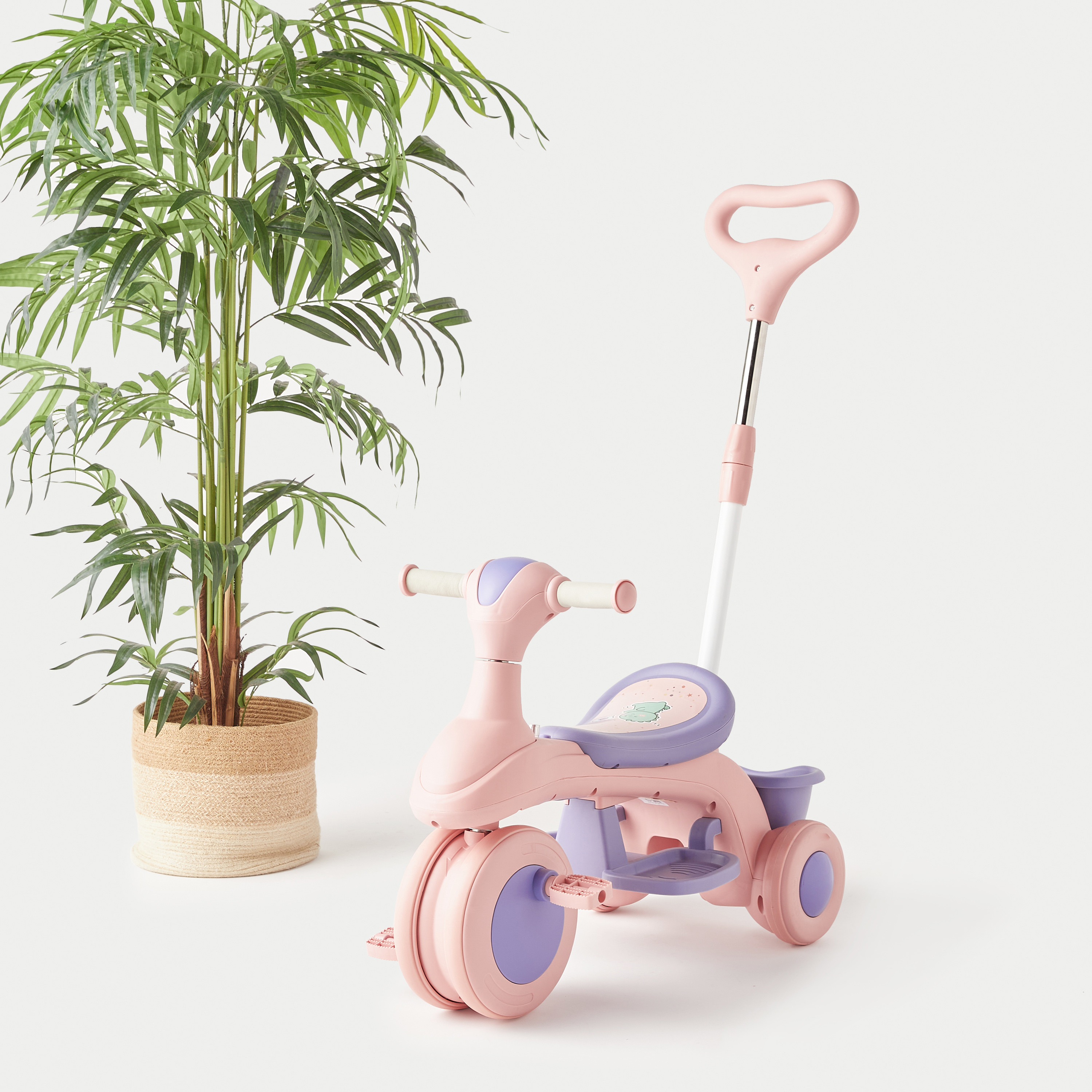 Colourblock Tricycle with Push Bar