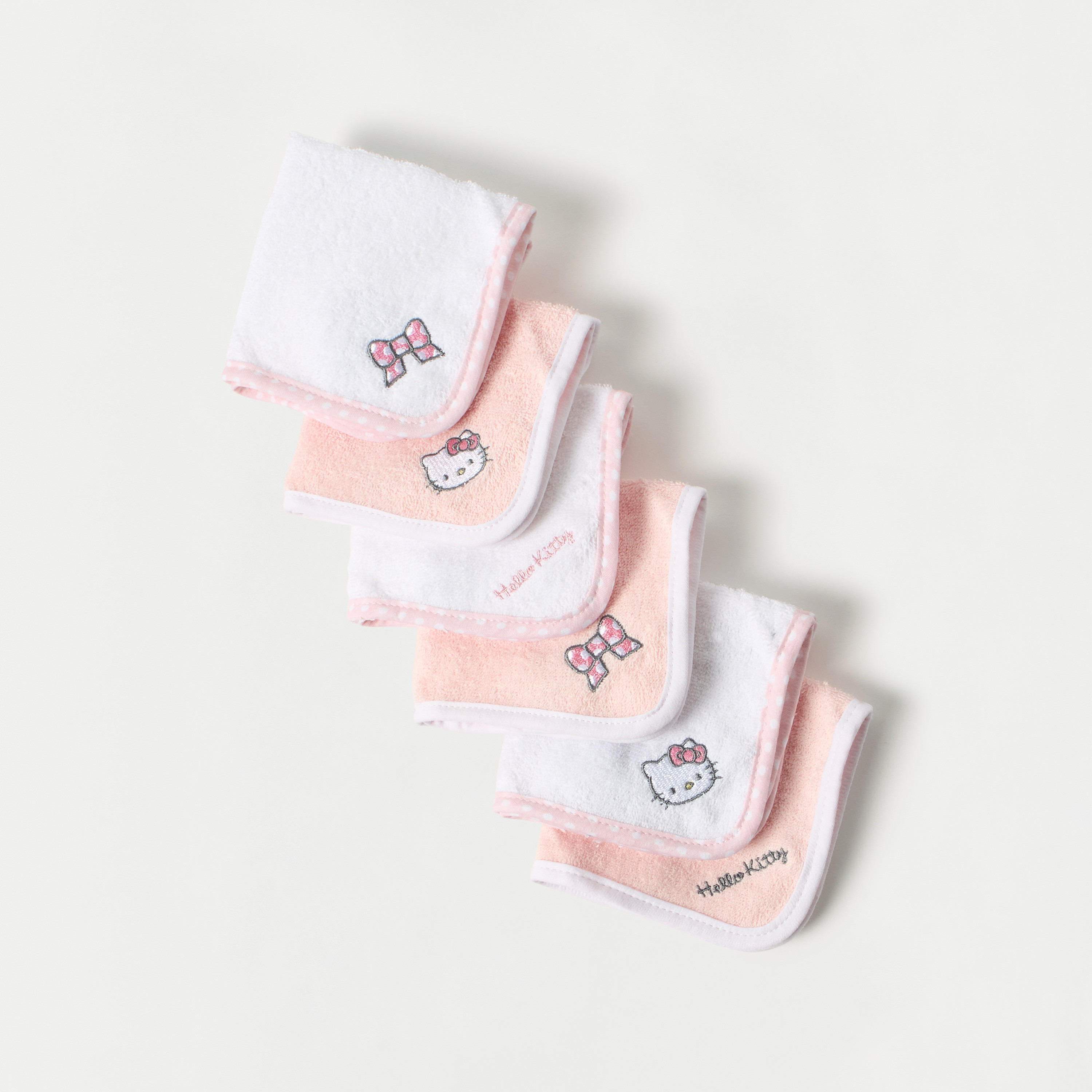 Hello Kitty Embroidered 6-Piece Wash Cloths Set - 25x25 cm-baby-bathandcare-towels-image-3