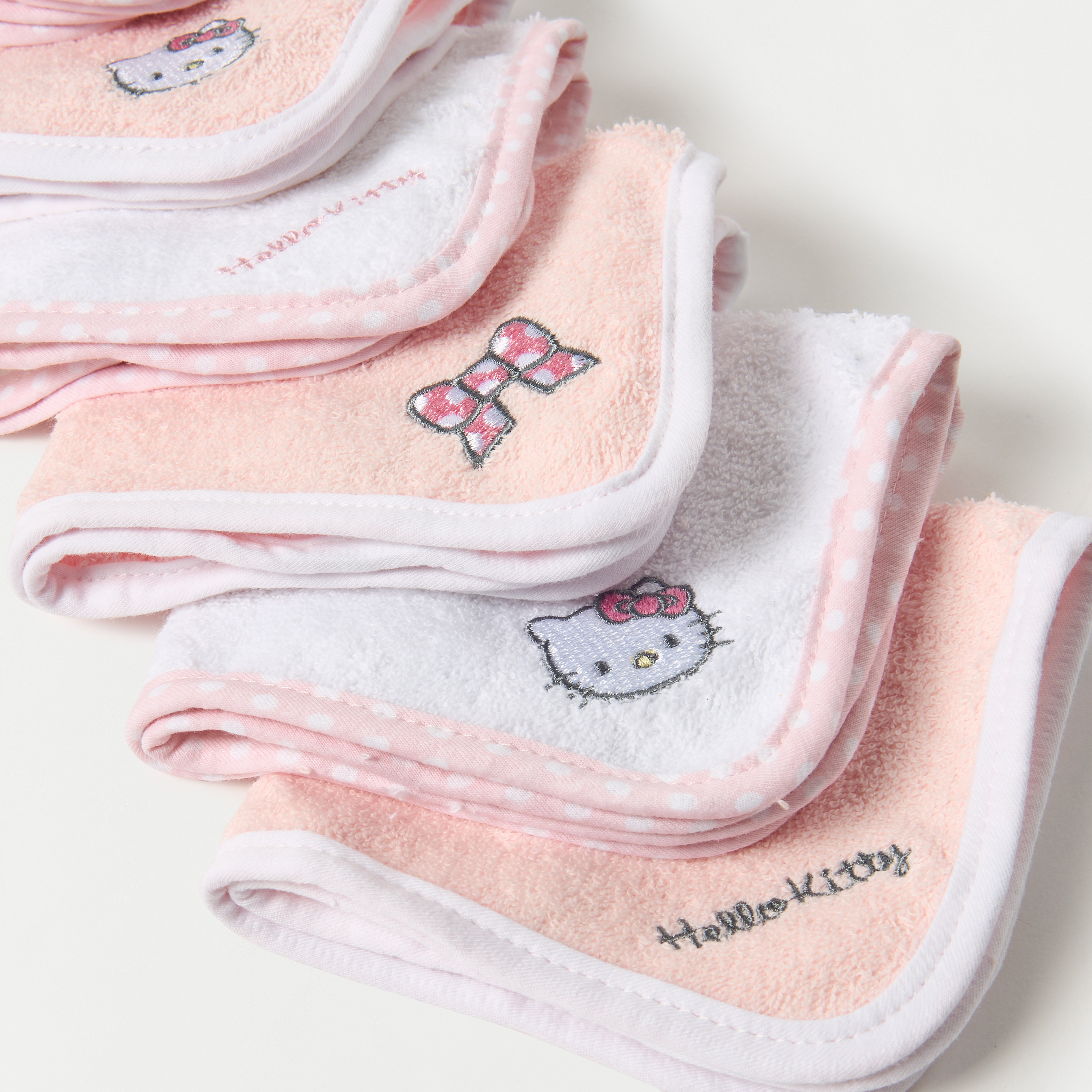 Hello Kitty Embroidered 6-Piece Wash Cloths Set - 25x25 cm-baby-bathandcare-towels-image-5
